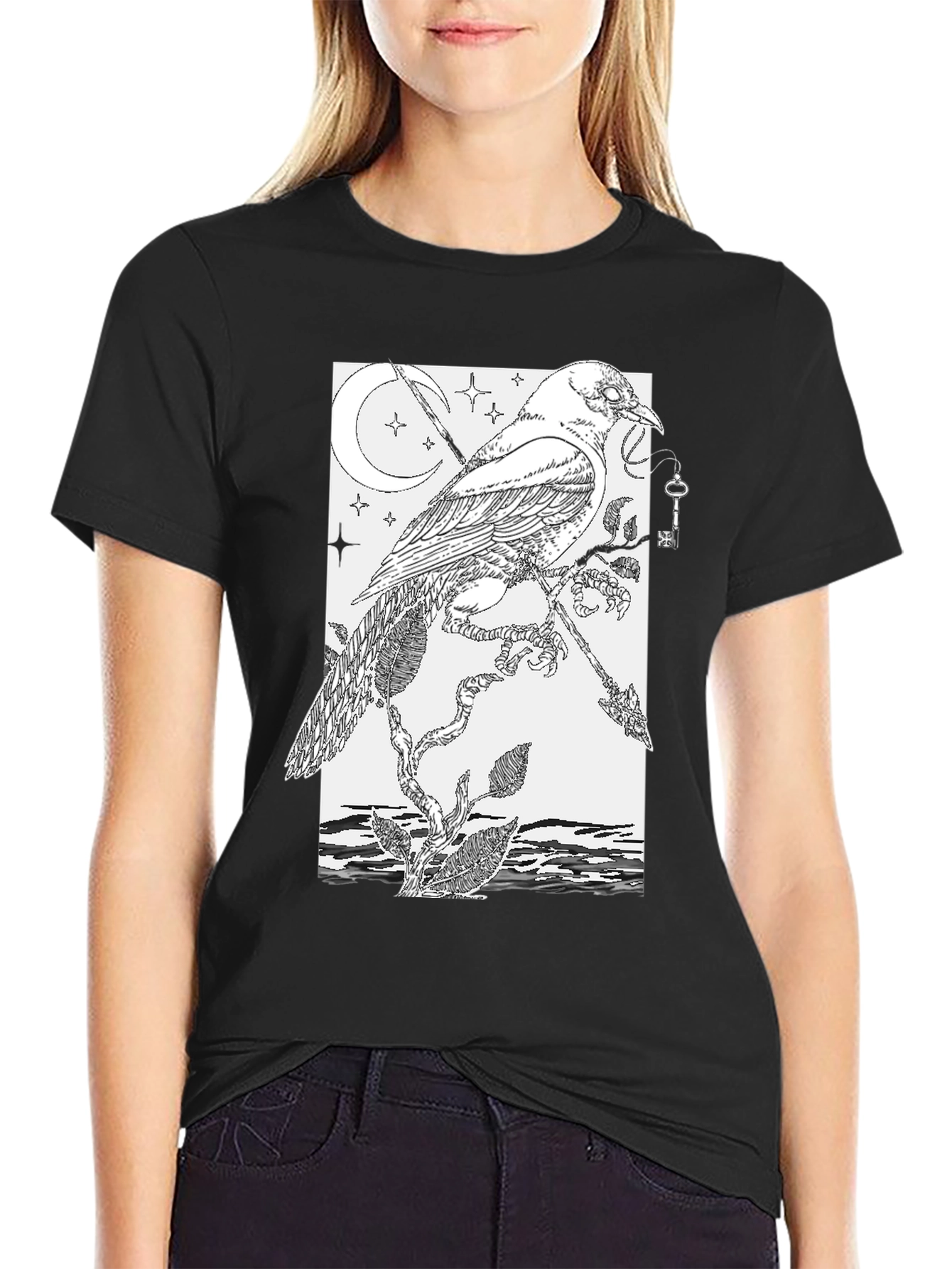 Raven & Key Graphic Tee - Black