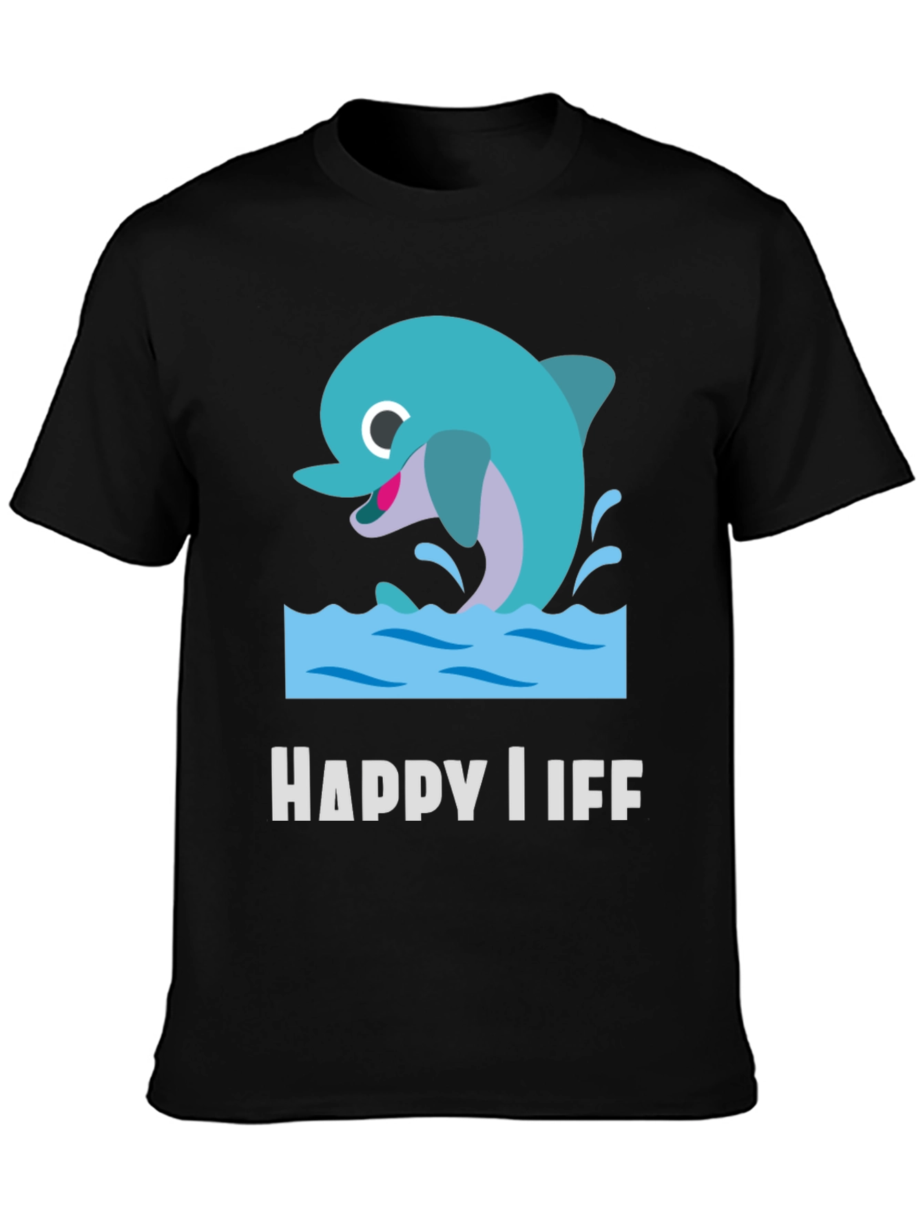 Happy Life Dolphin Graphic T-Shirt