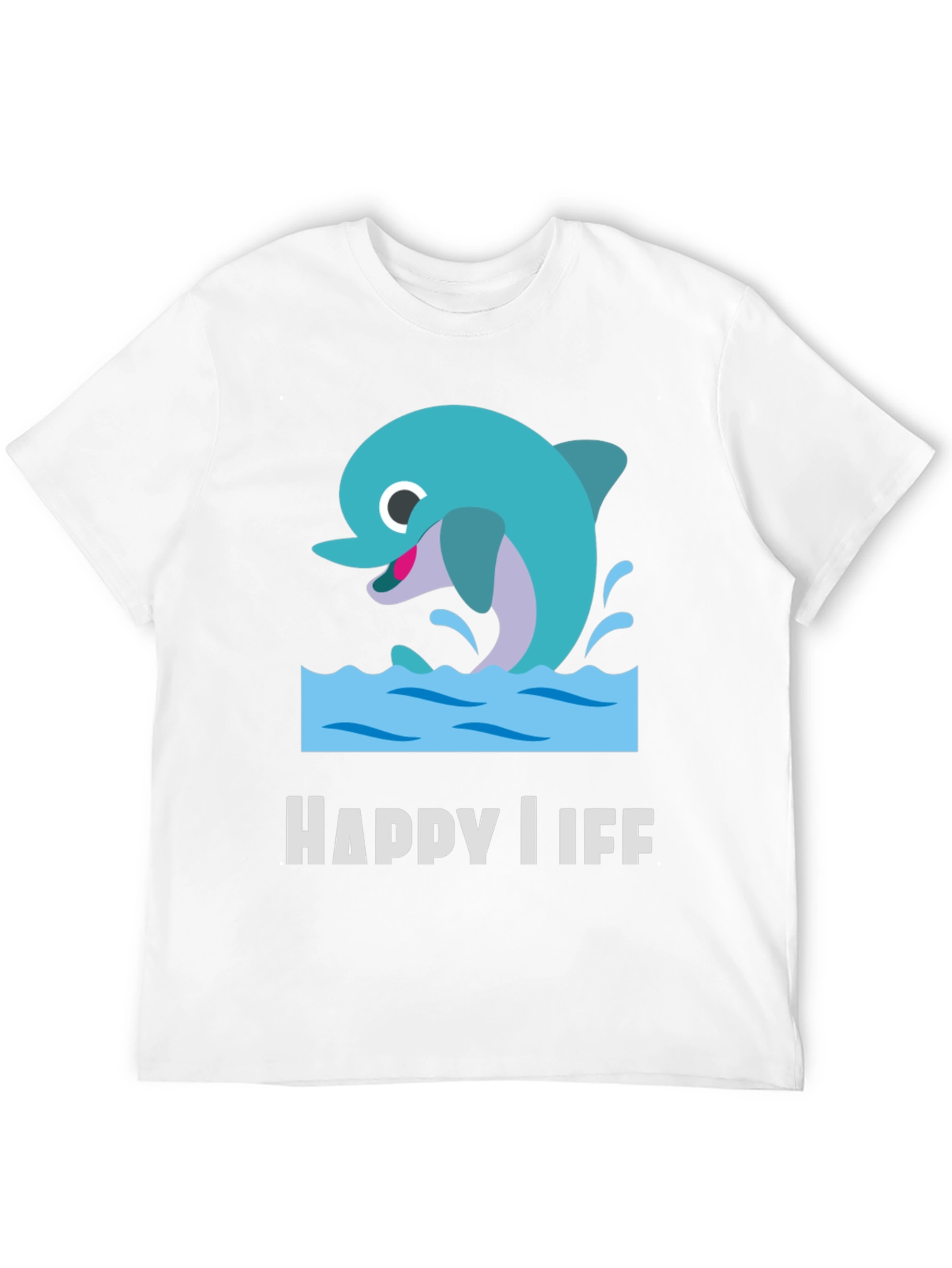 Happy Life Dolphin Graphic T-Shirt