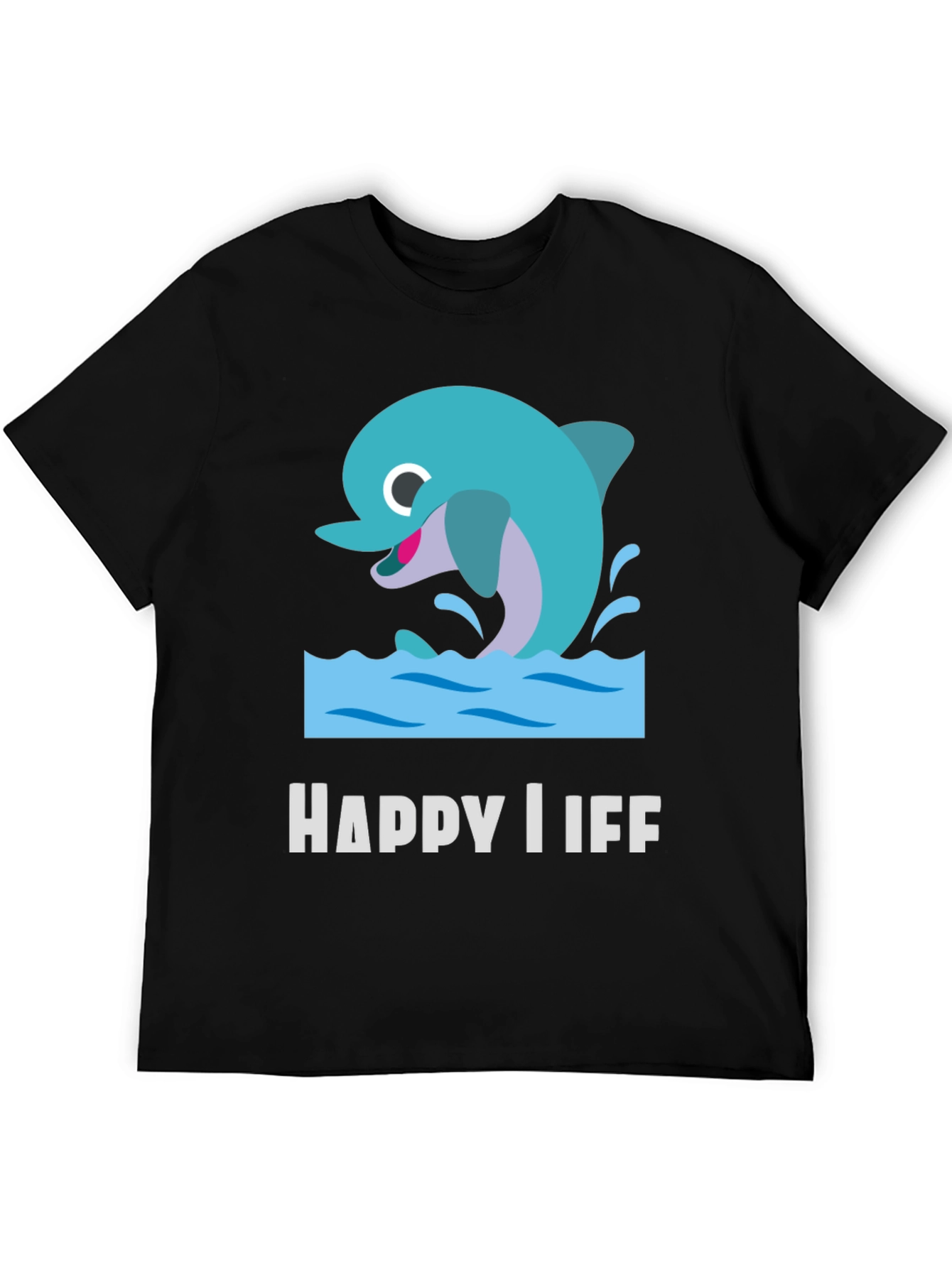 Happy Life Dolphin Graphic T-Shirt