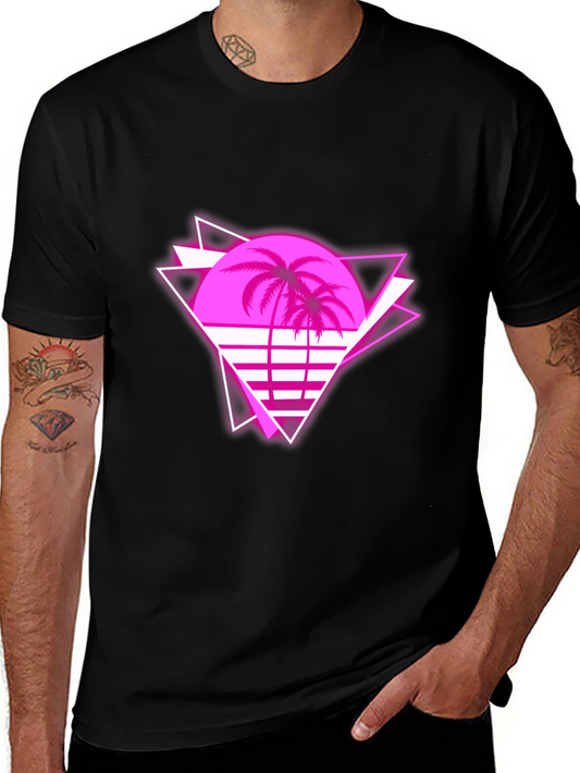 Retro Palm Tree Graphic Tee - 80s Style