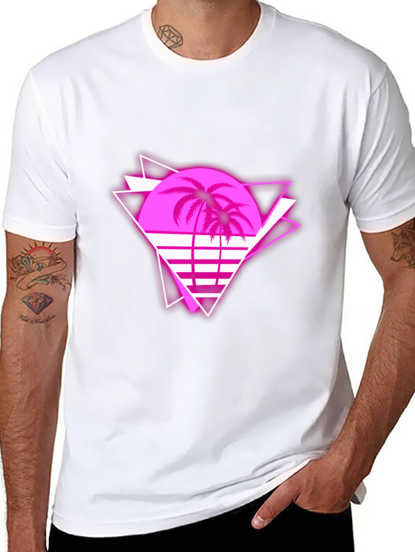 Retro Palm Tree Graphic Tee - 80s Style