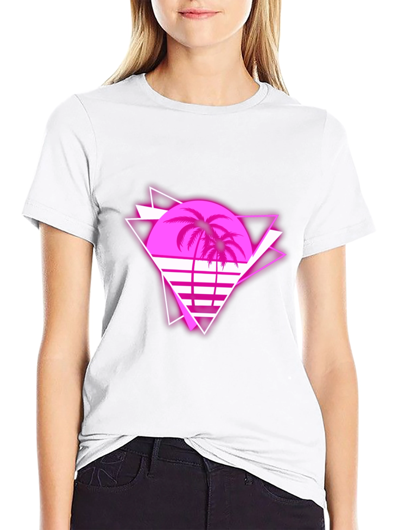 Retro Palm Tree Graphic Tee - 80s Style