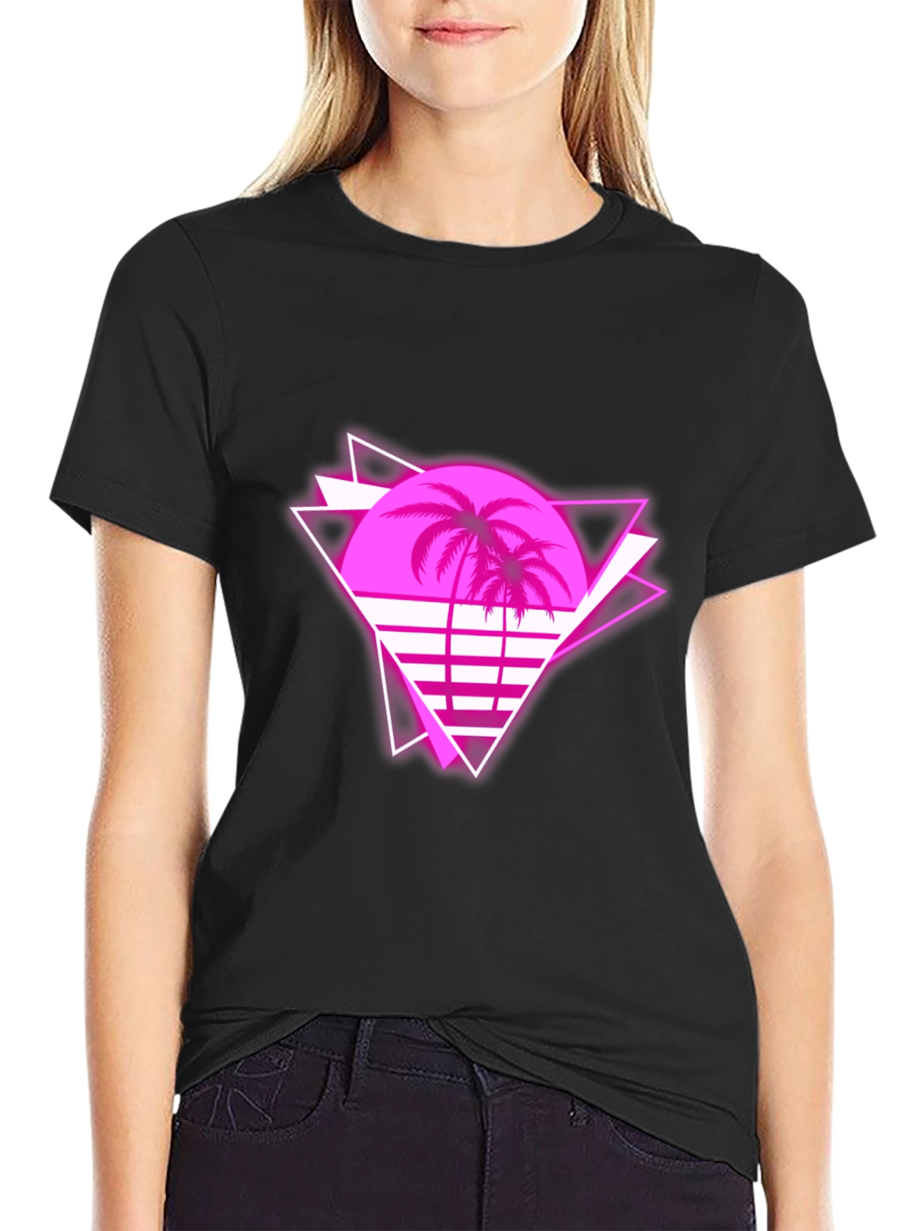 Retro Palm Tree Graphic Tee - 80s Style