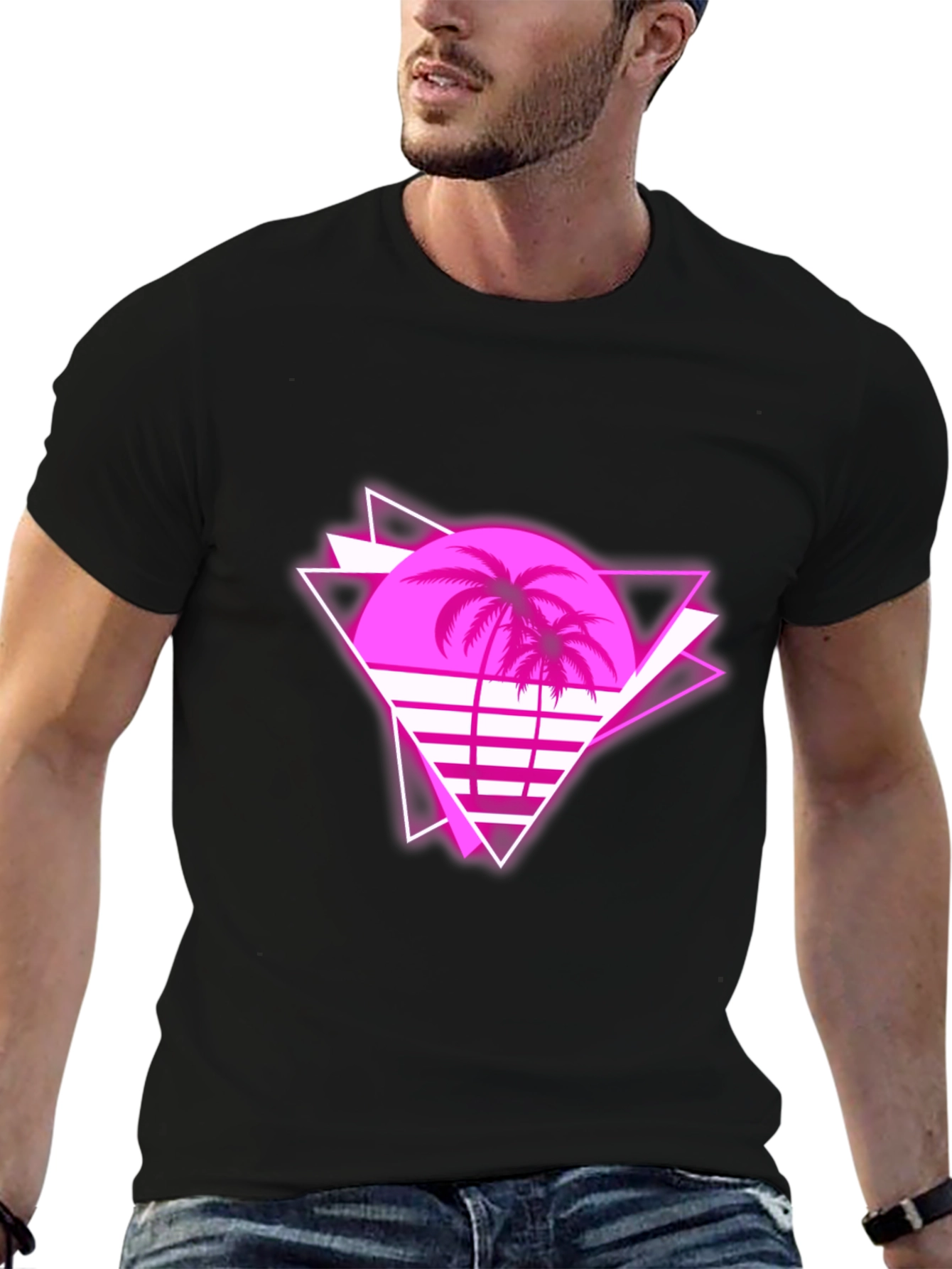 Retro Palm Tree Graphic Tee - 80s Style
