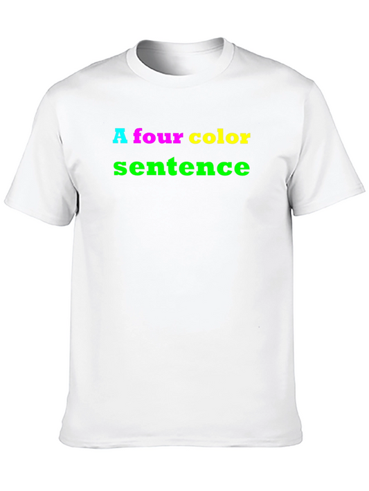Four Color Sentence Graphic Tee - Black Cotton T-Shirt