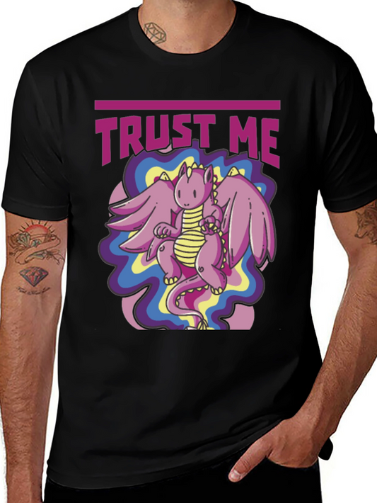 Trust Me Dragon Graphic Tee - Black Cotton T-Shirt