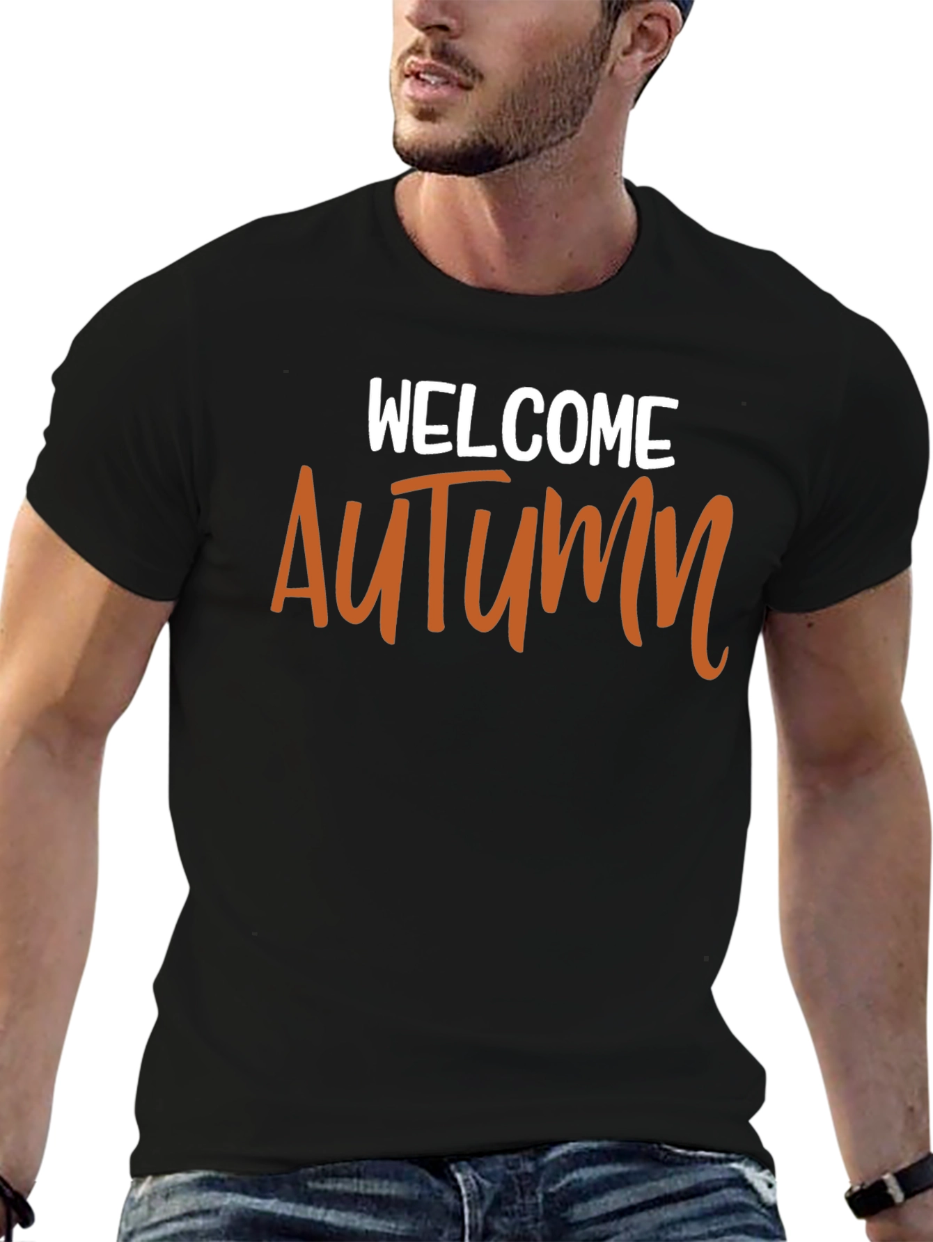 Welcome Autumn Graphic Tee - Black Casual Top