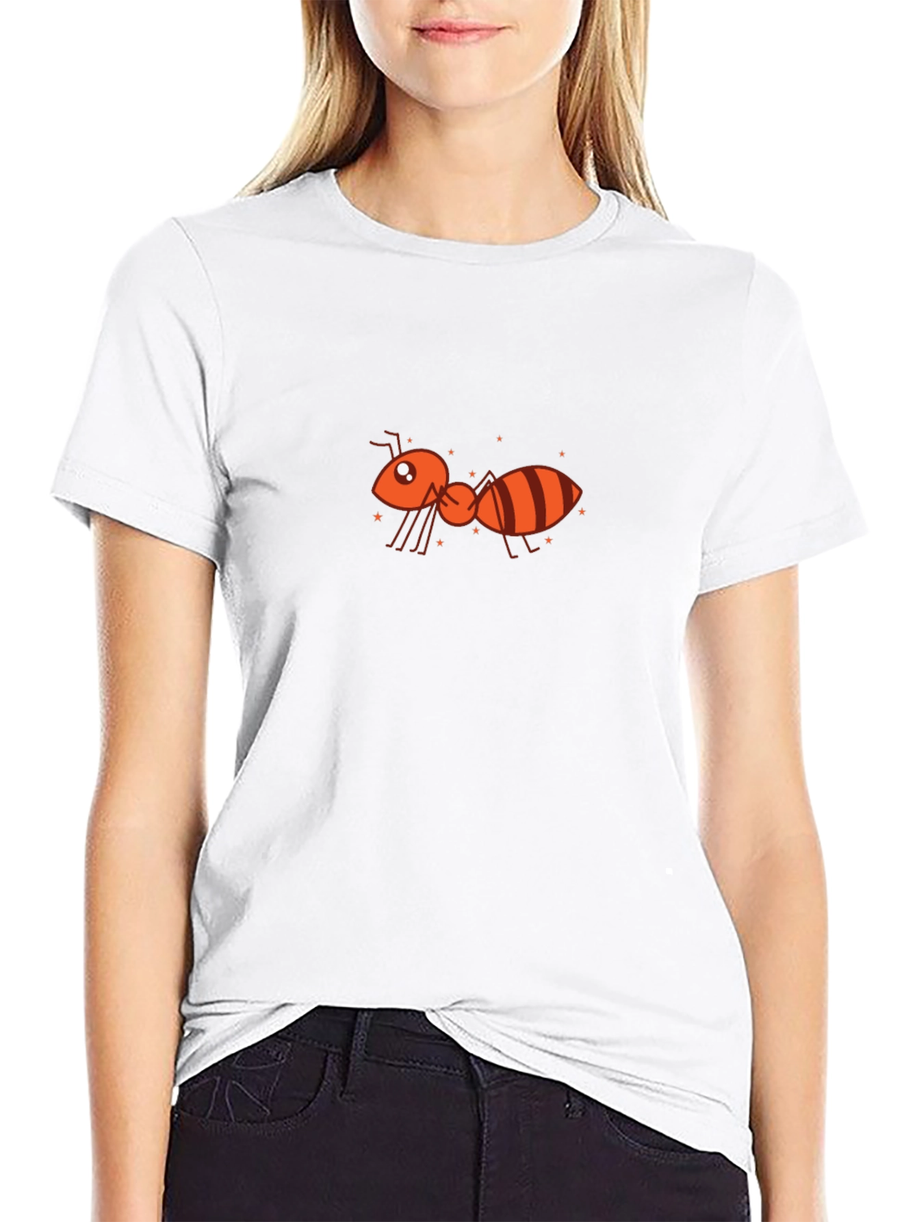Ant Graphic Tee - Black Cotton Casual Top