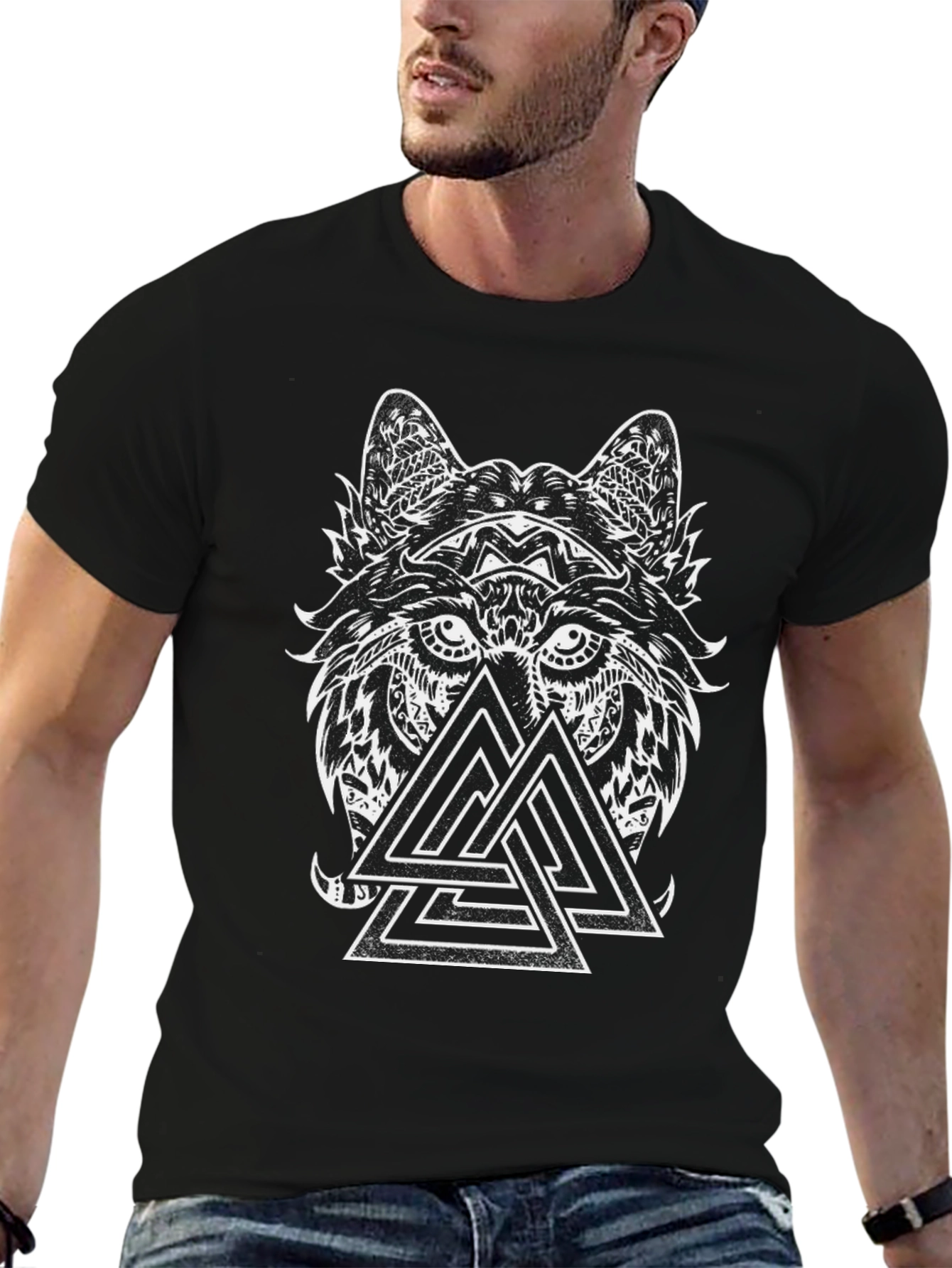 Wolf & Valknut Graphic Tee - Black