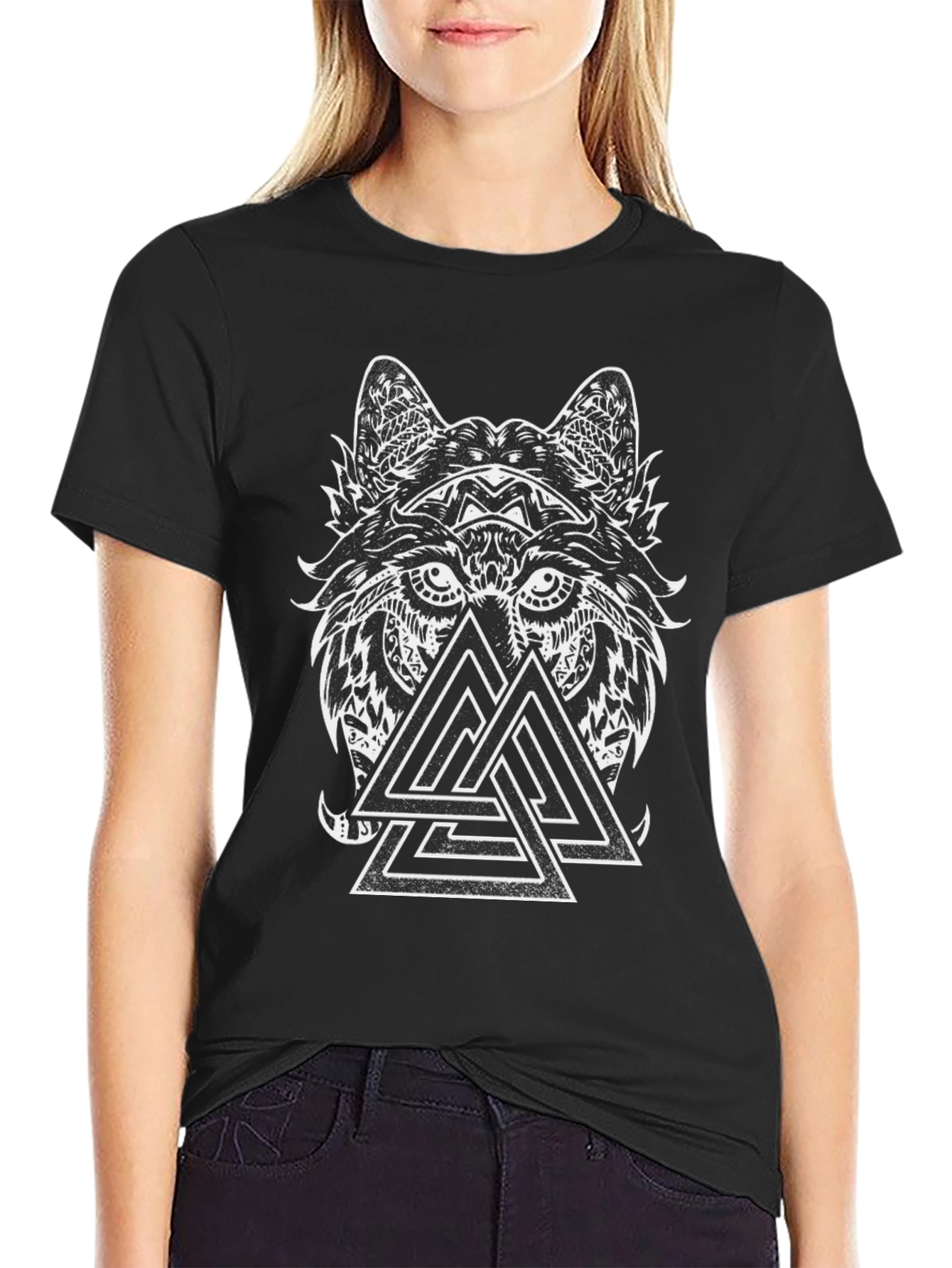 Wolf & Valknut Graphic Tee - Black
