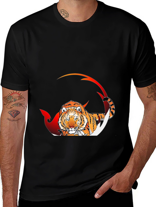 Tiger Graphic Black T-Shirt for Men