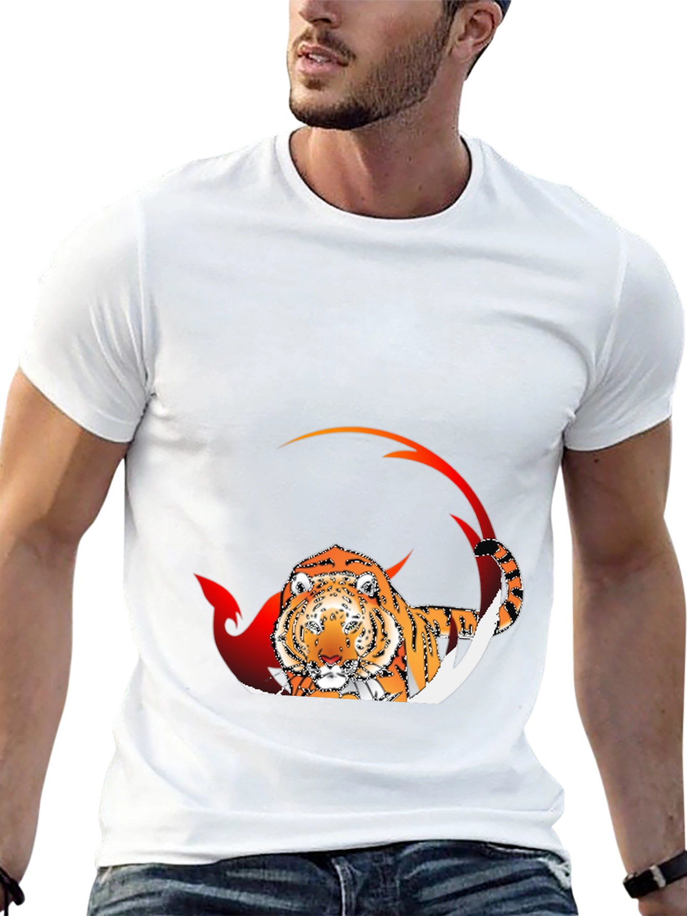 Tiger Graphic Black T-Shirt for Men