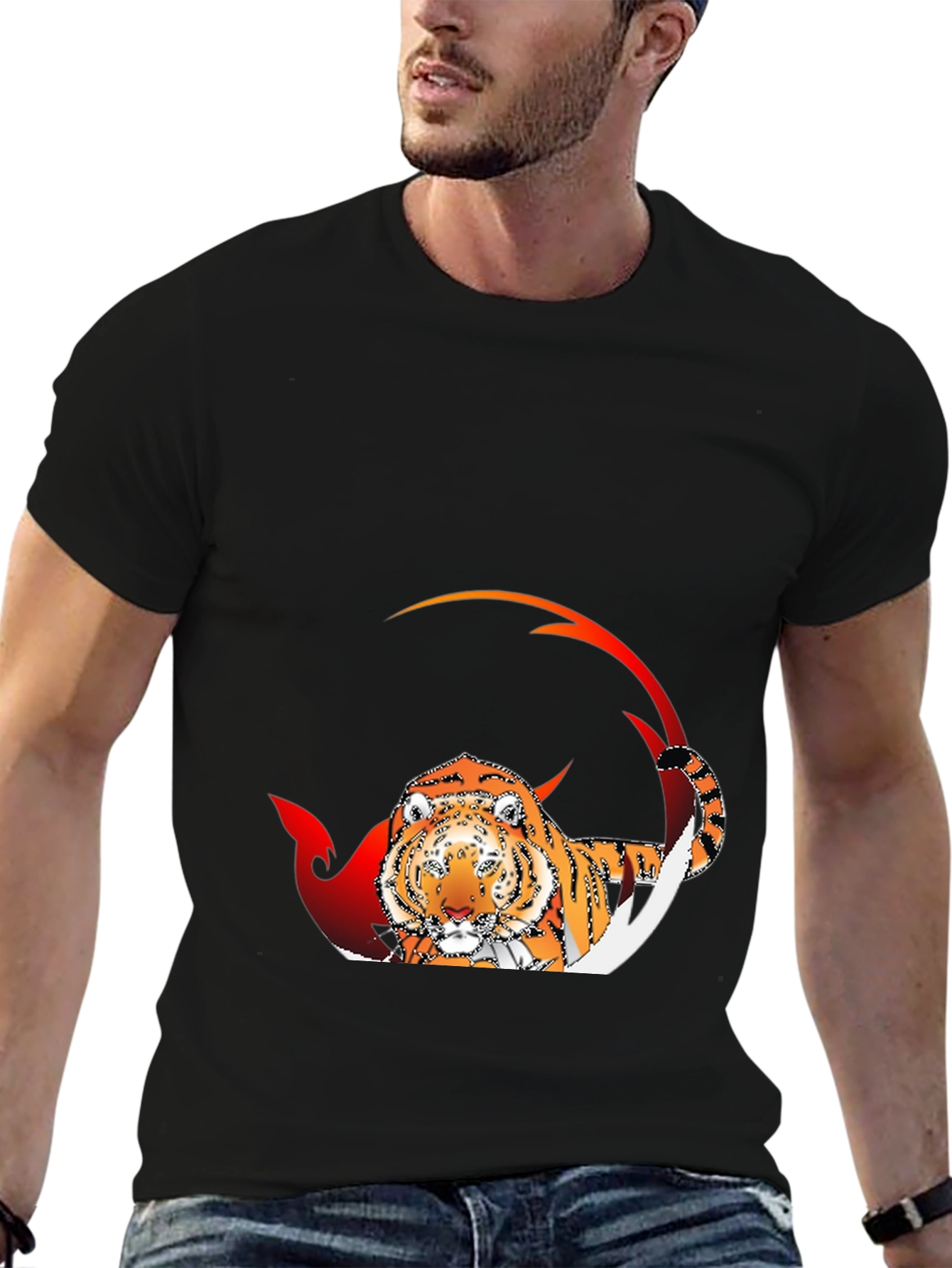 Tiger Graphic Black T-Shirt for Men