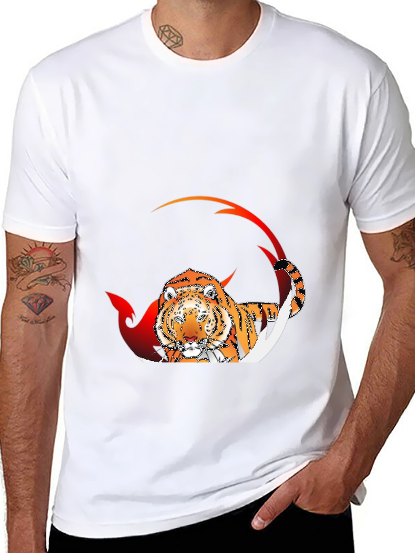 Tiger Graphic Black T-Shirt for Men