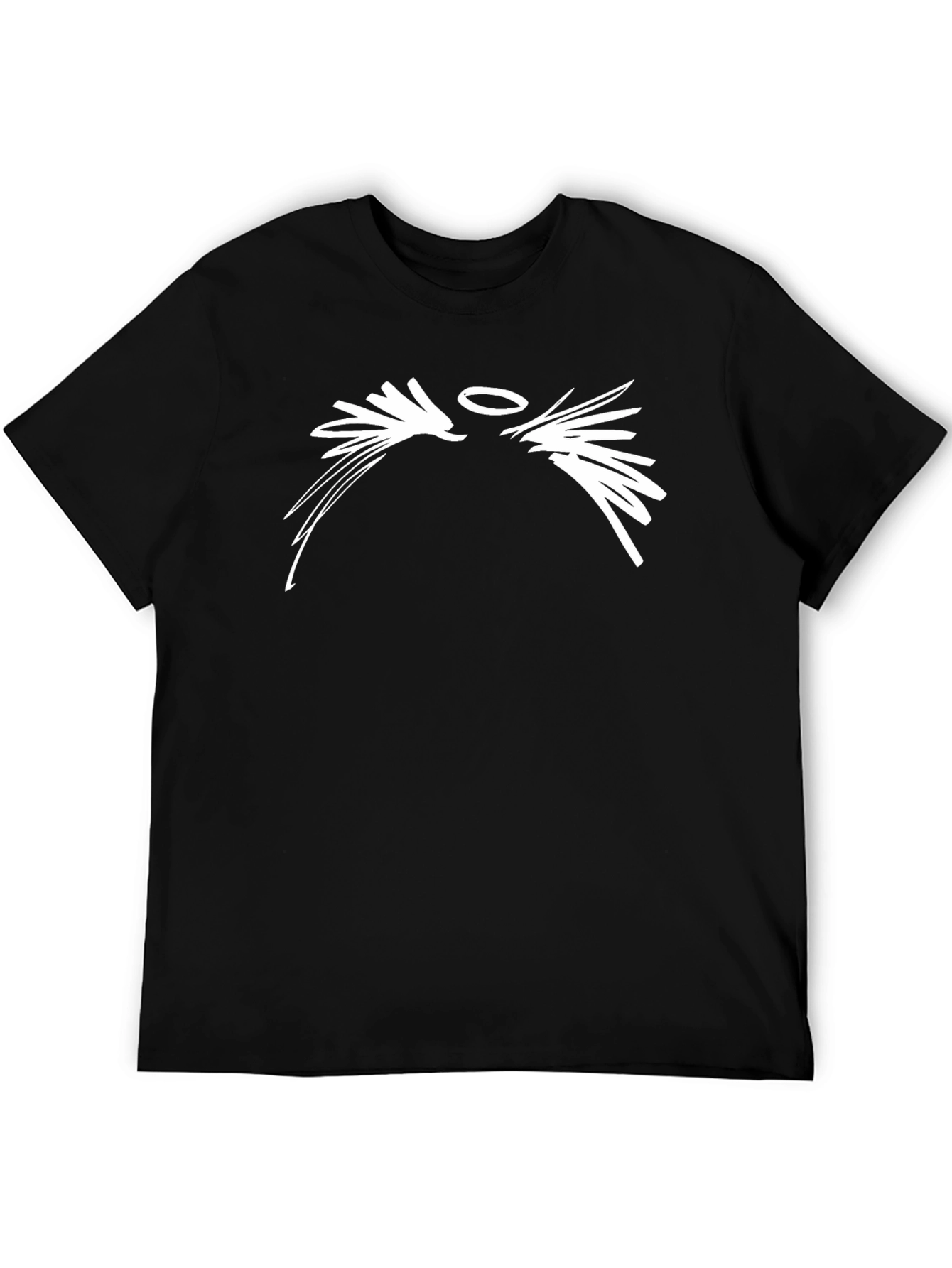 Abstract Angel Wings Graphic Black T-Shirt