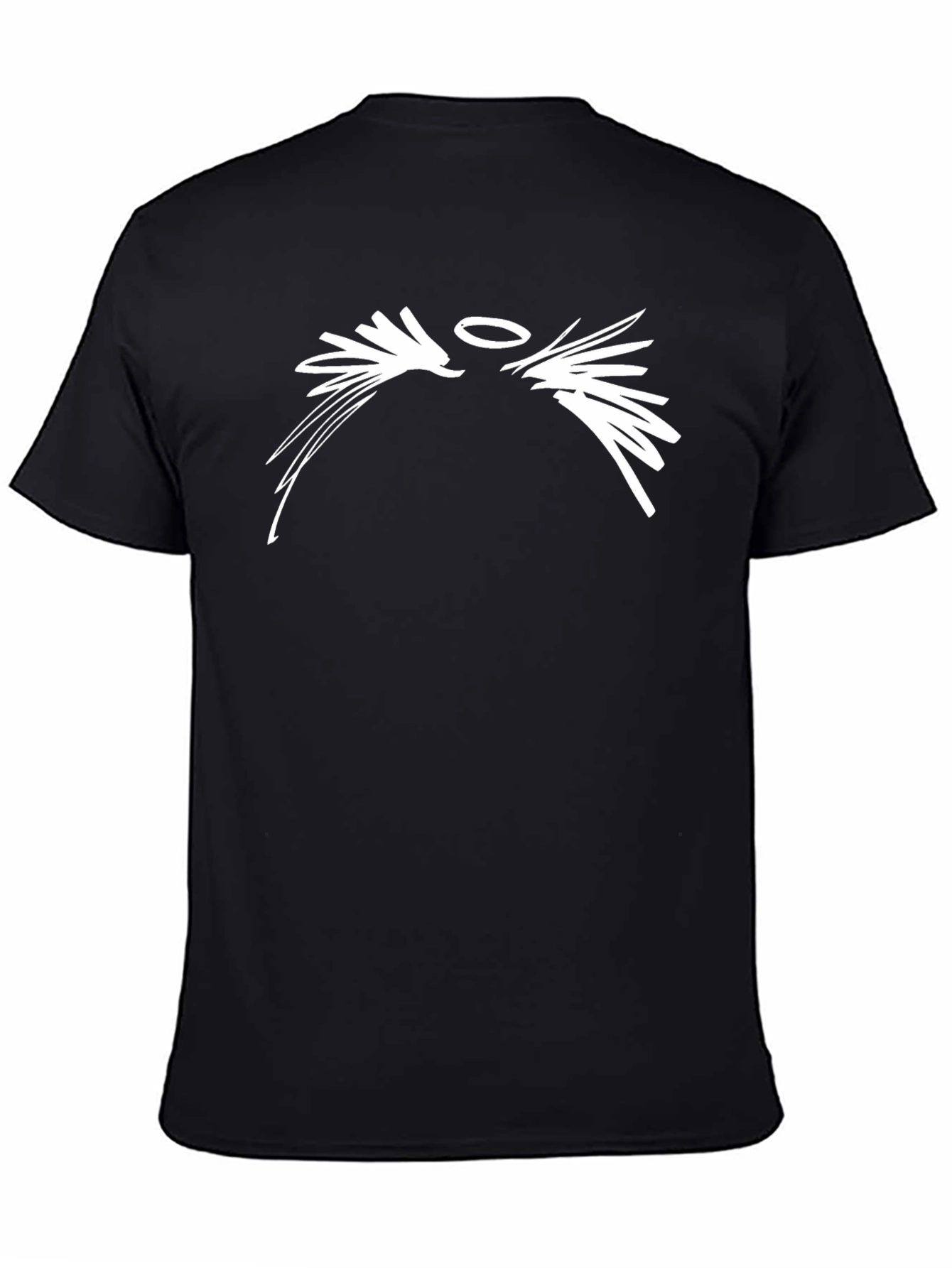 Abstract Angel Wings Graphic Black T-Shirt