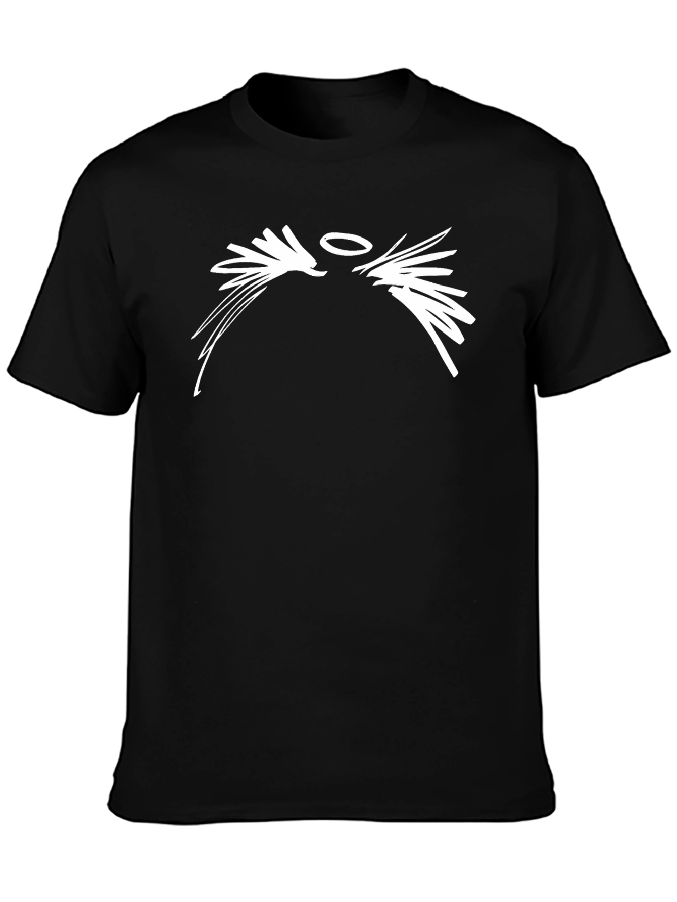 Abstract Angel Wings Graphic Black T-Shirt