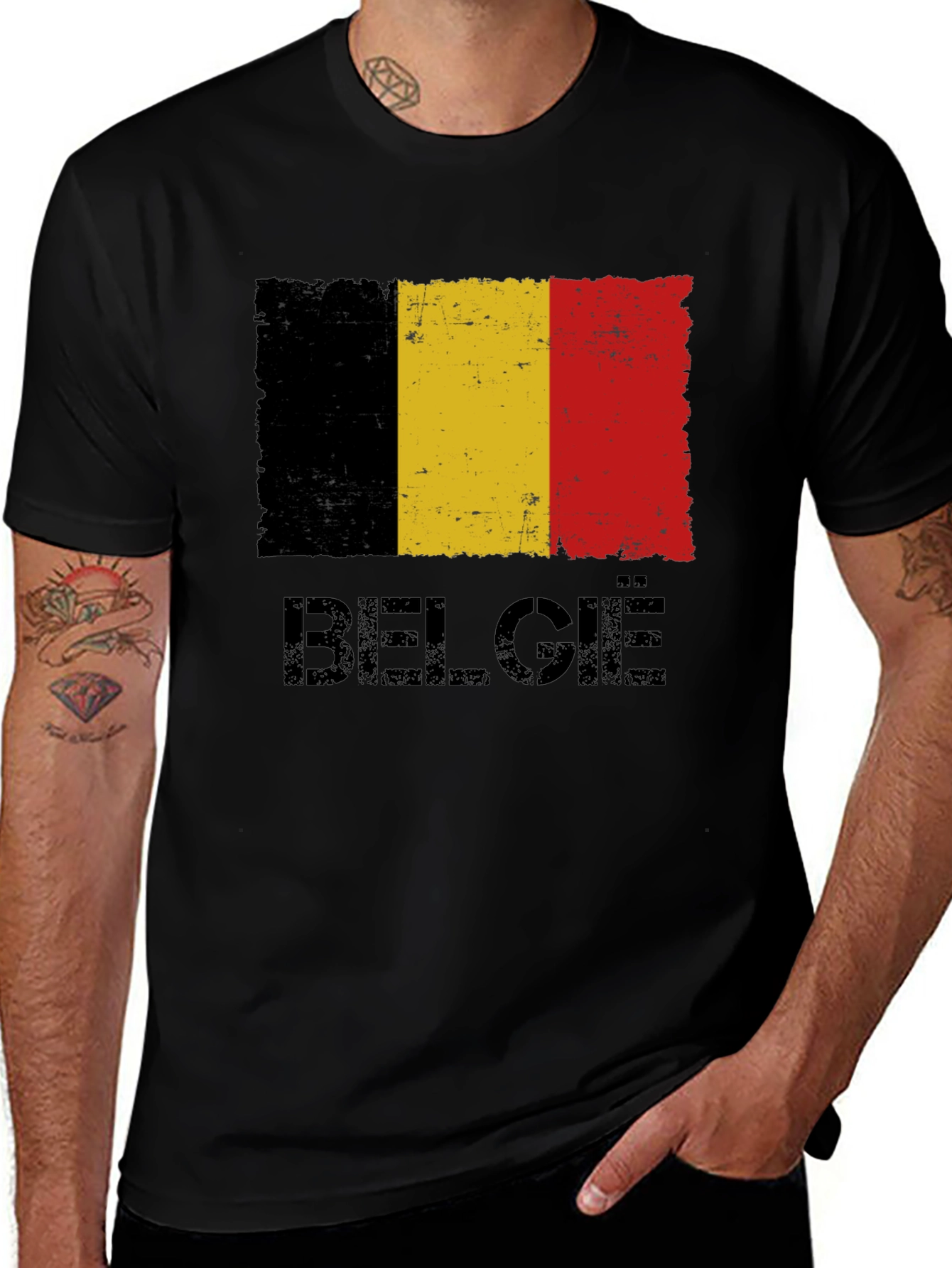 Belgium Flag Graphic Black T-Shirt