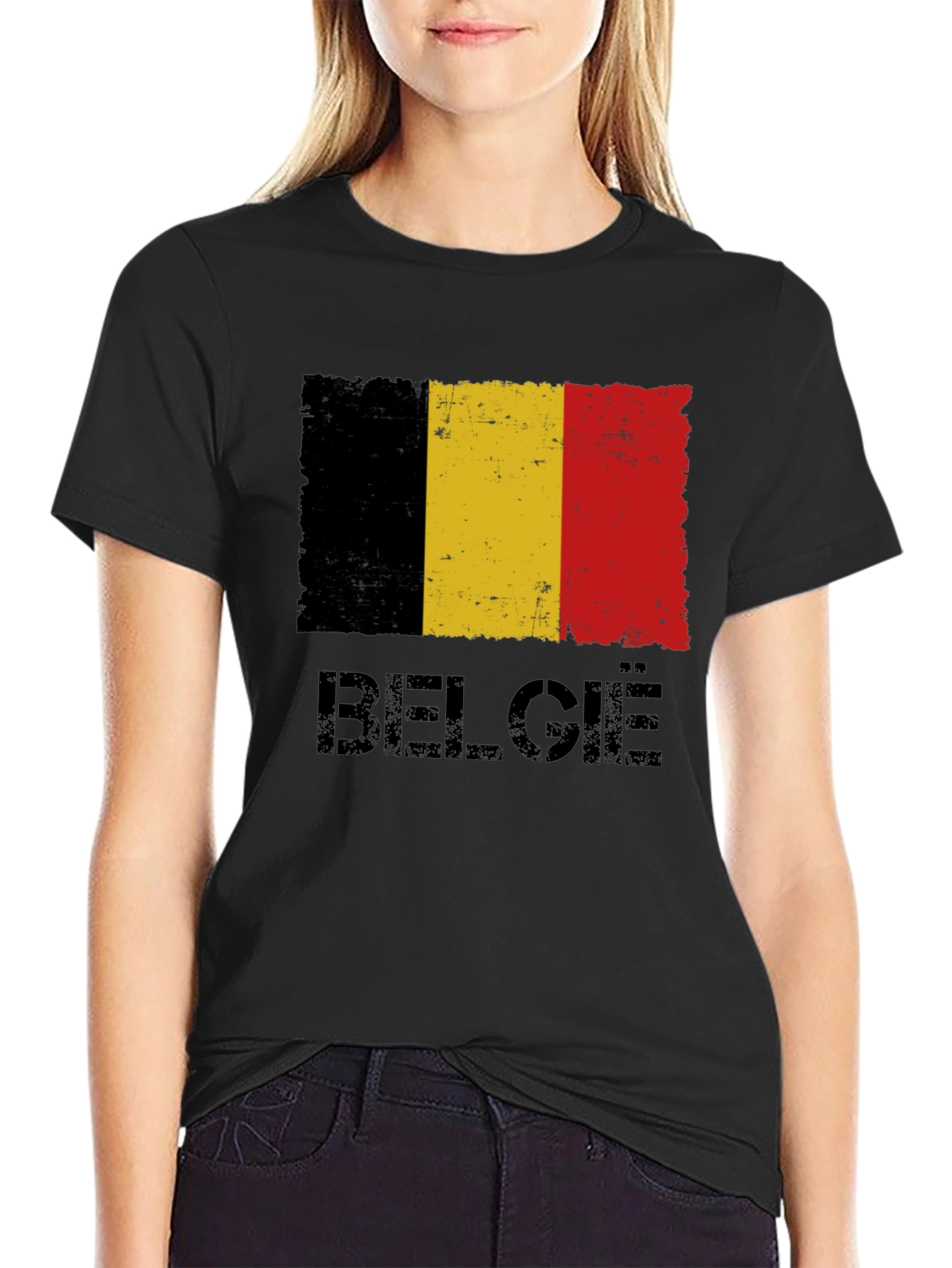 Belgium Flag Graphic Black T-Shirt