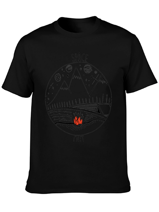 Space Out Graphic Tee - Black Cotton Casual T-Shirt