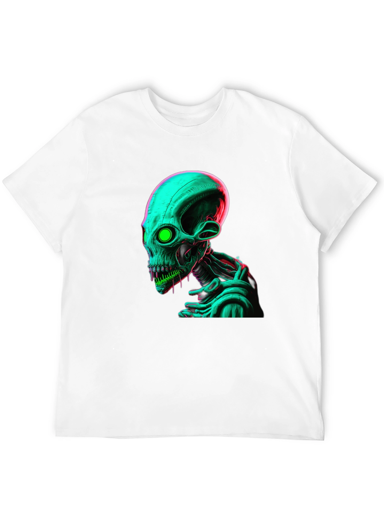 Neon Alien Graphic Black Tee Shirt