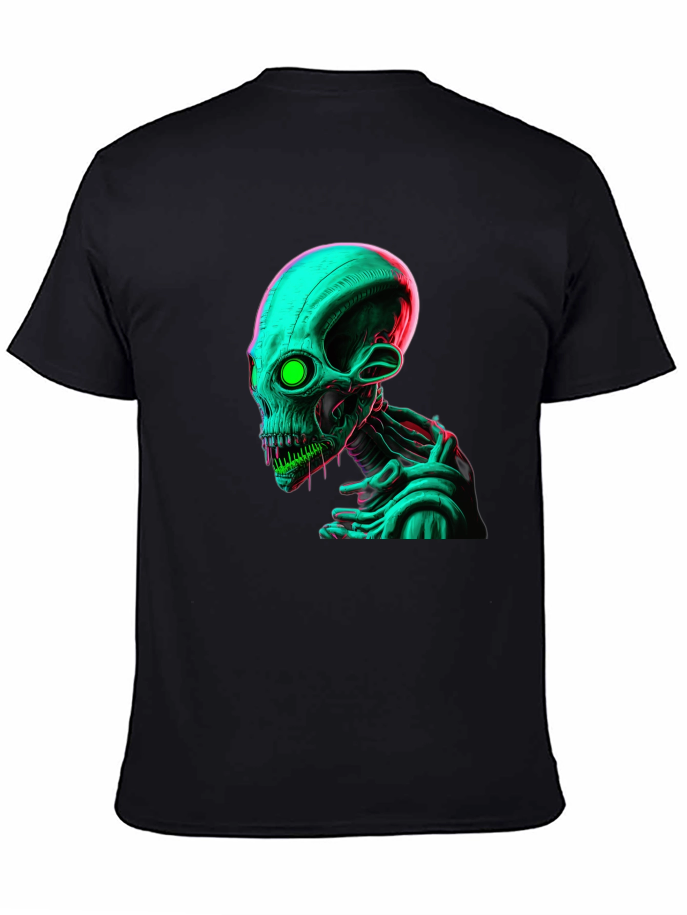 Neon Alien Graphic Black Tee Shirt
