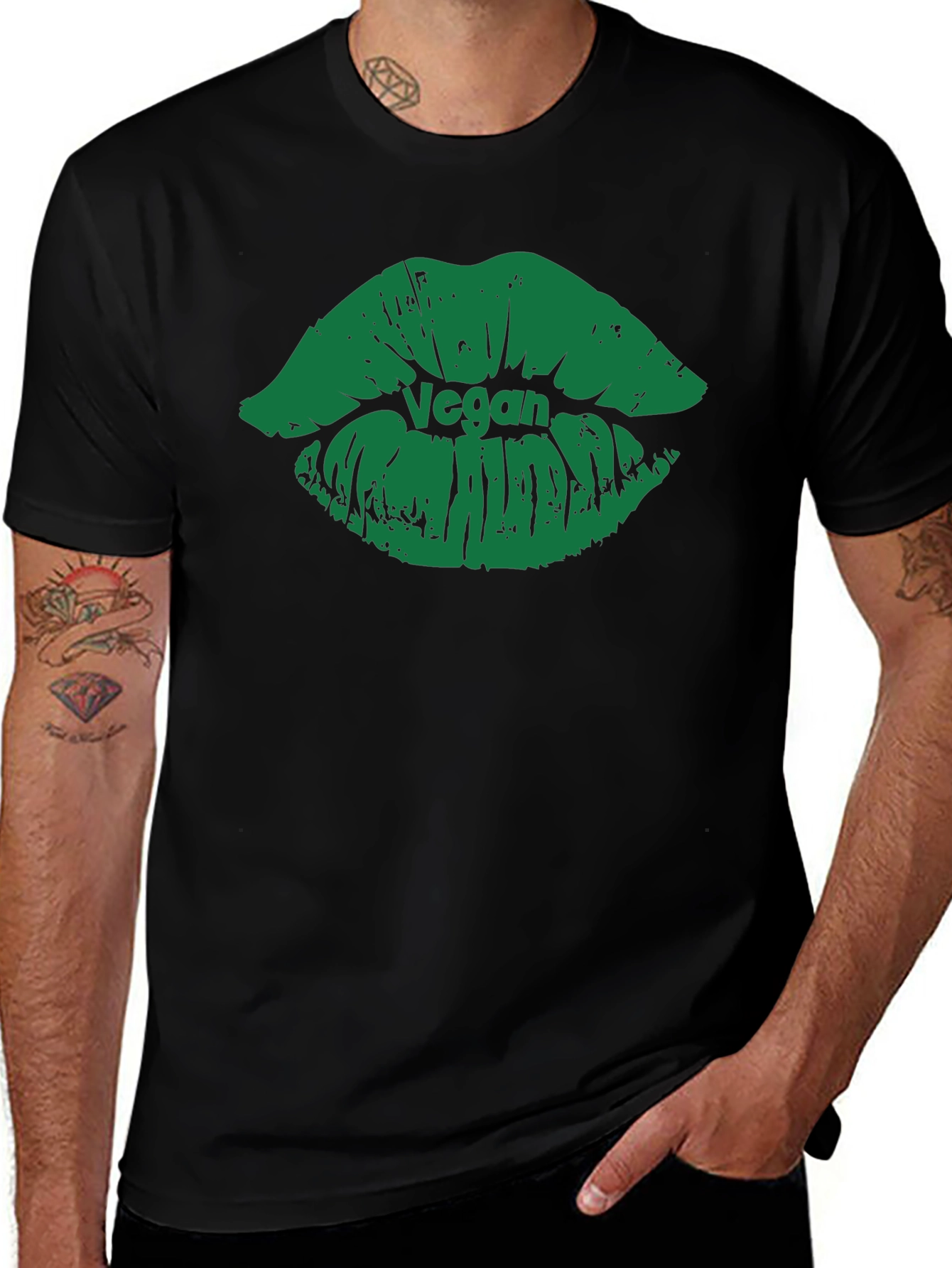 Vegan Lips Graphic T-Shirt - Black Cotton Tee