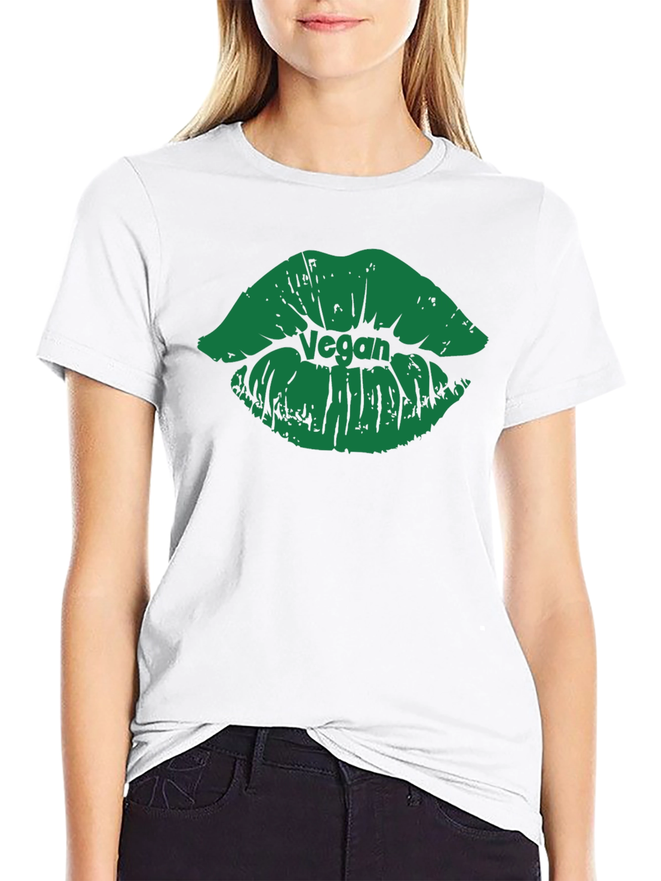 Vegan Lips Graphic T-Shirt - Black Cotton Tee