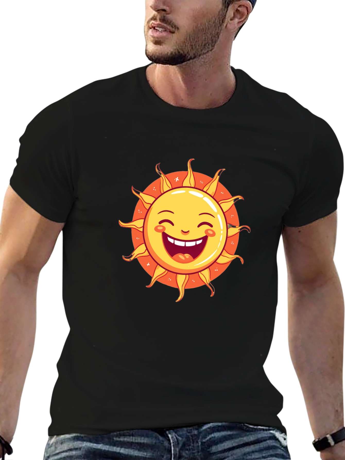 Smiling Sun Graphic Black T-Shirt