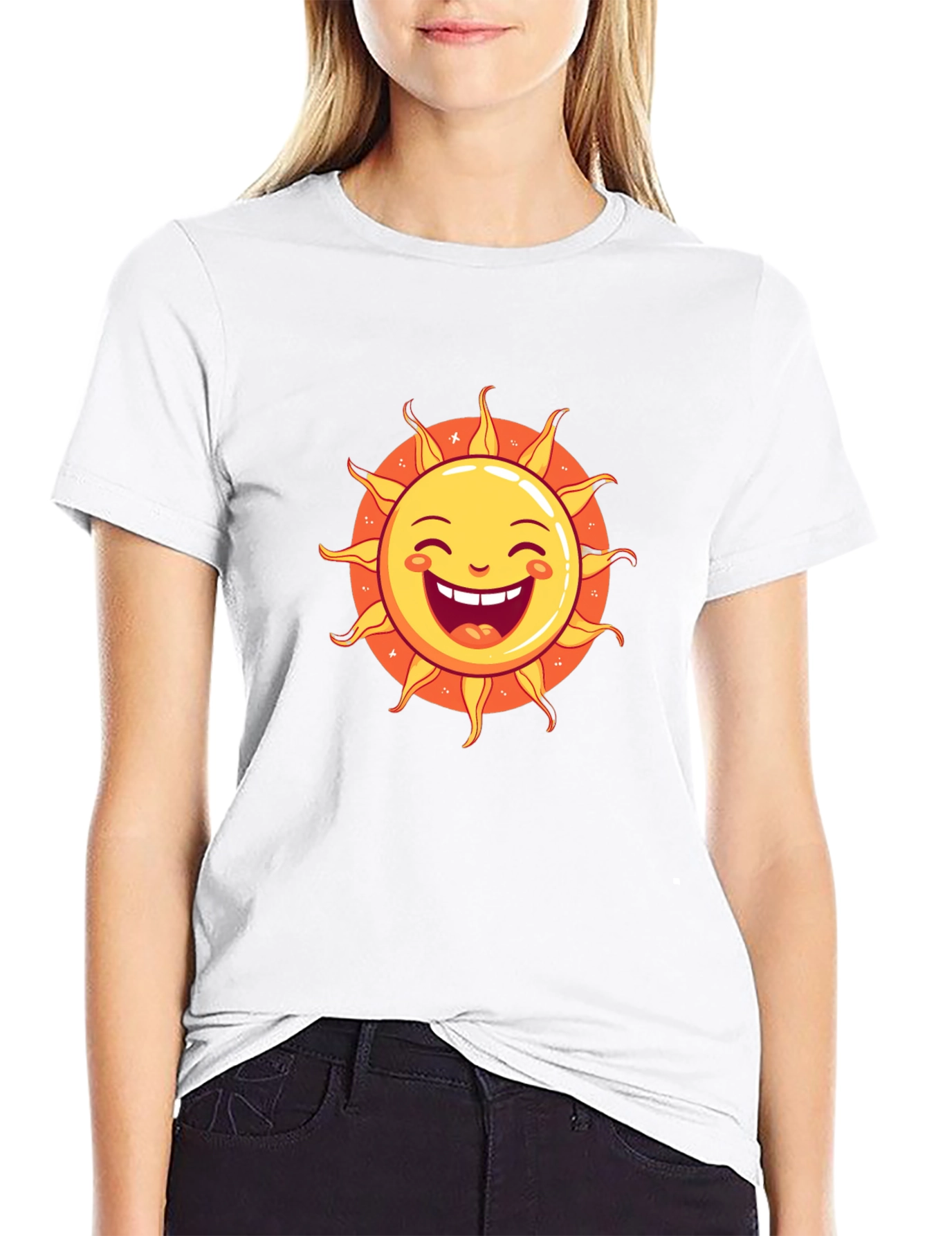 Smiling Sun Graphic Black T-Shirt