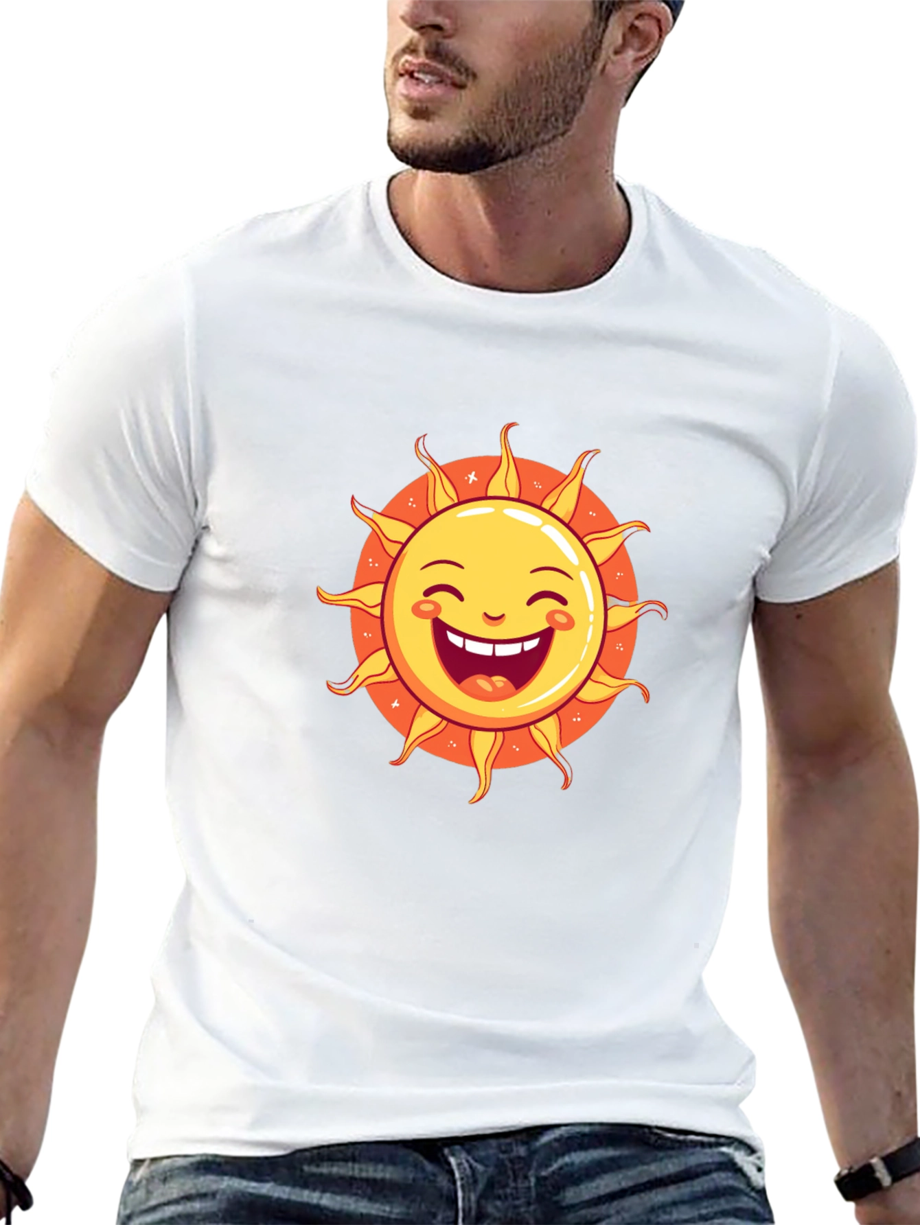 Smiling Sun Graphic Black T-Shirt