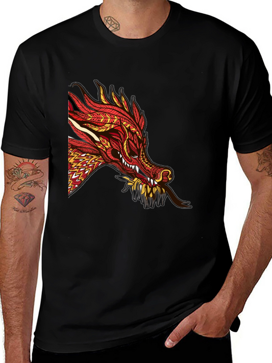Dragon Graphic Print Black T-Shirt