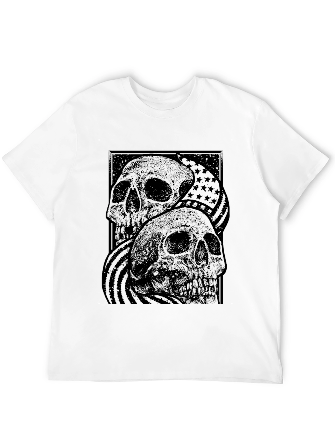 Skull Graphic T-Shirt - American Flag Design