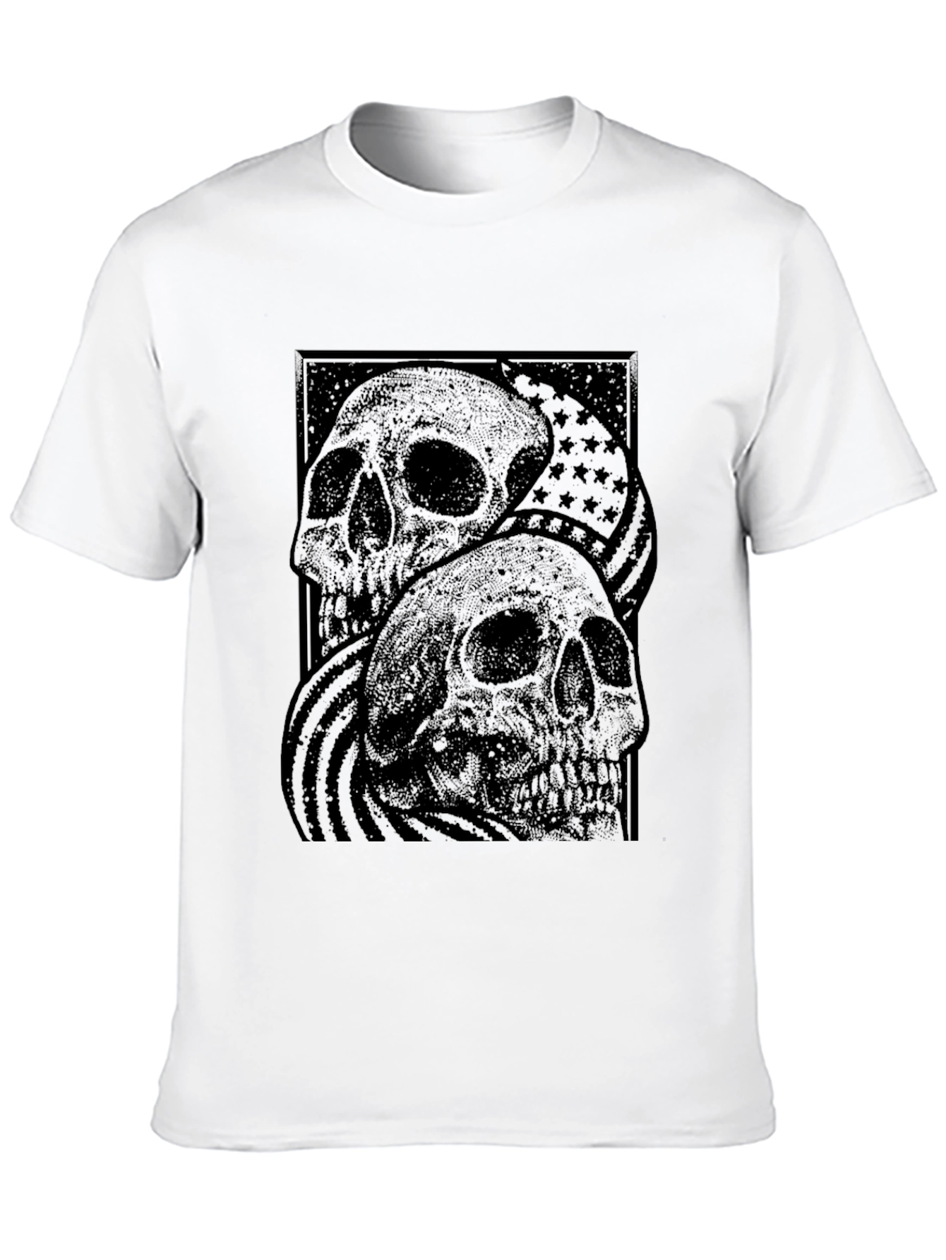 Skull Graphic T-Shirt - American Flag Design