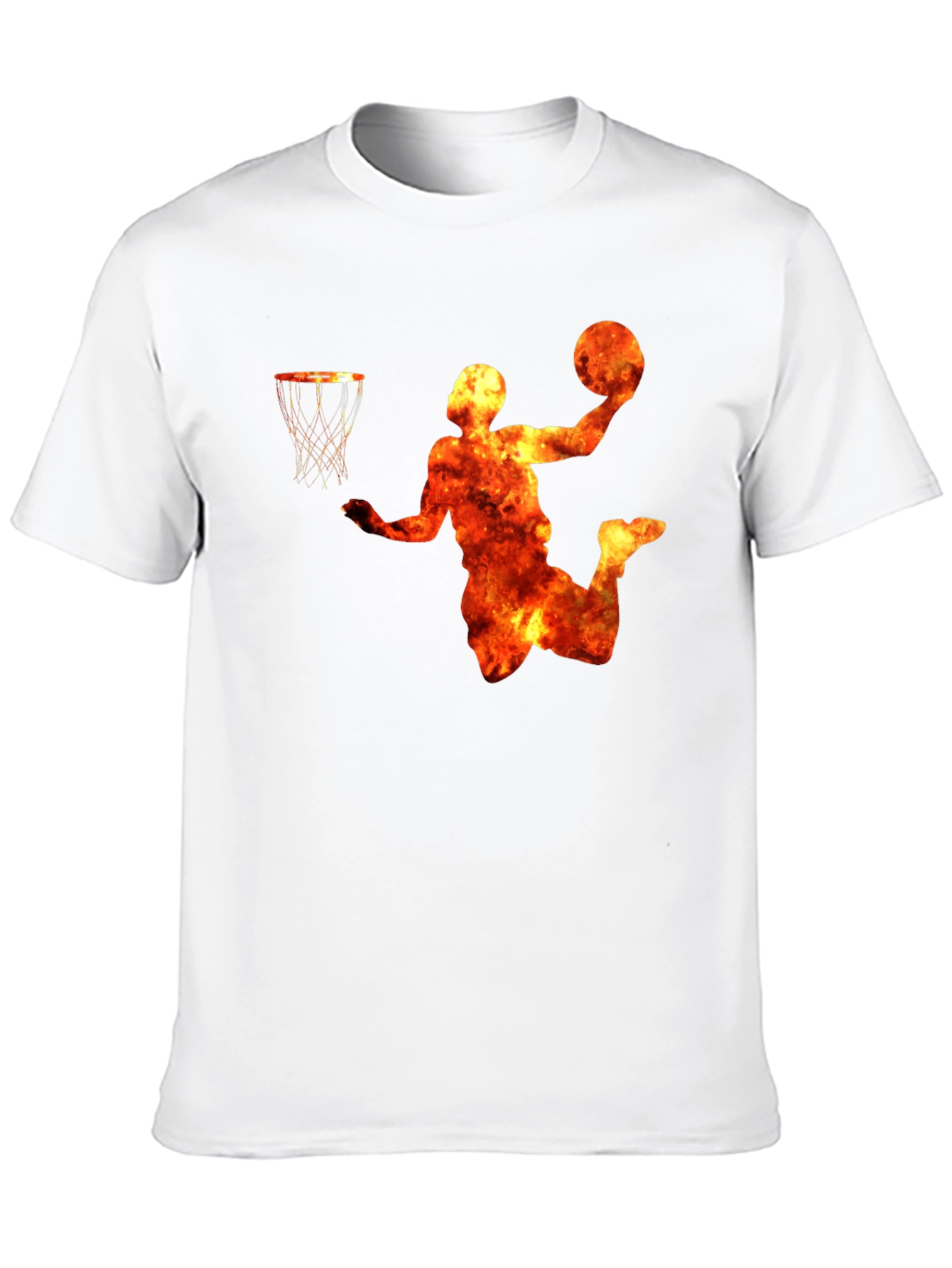 Flaming Basketball Player Graphic T-Shirt