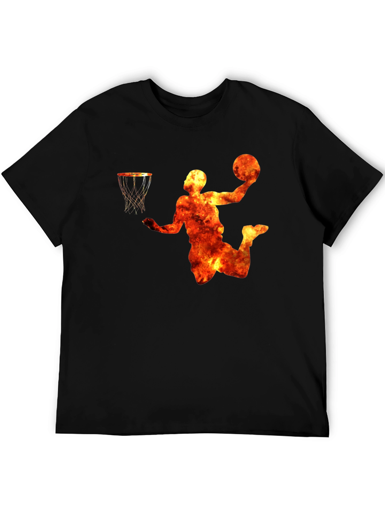 Flaming Basketball Player Graphic T-Shirt