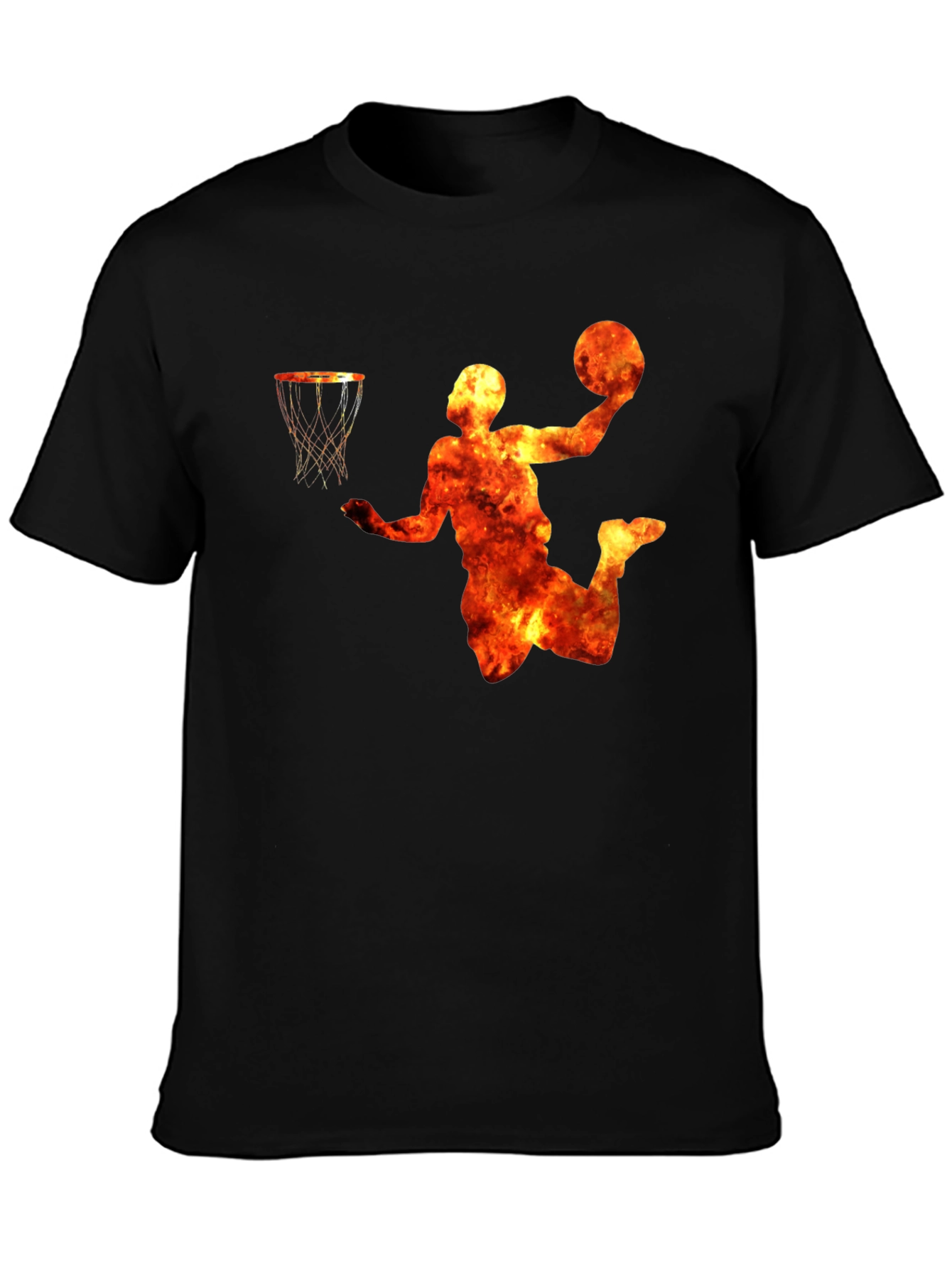 Flaming Basketball Player Graphic T-Shirt