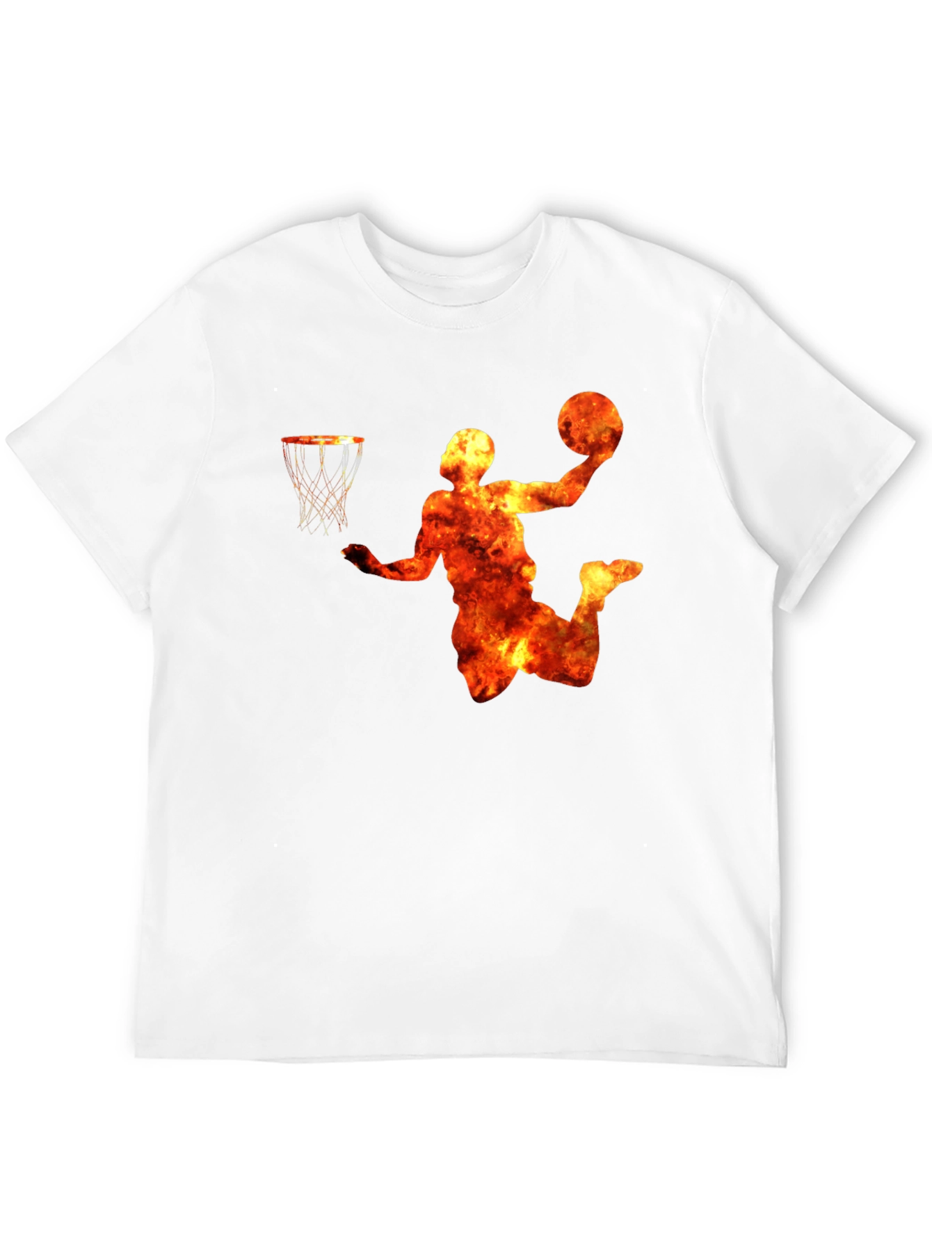 Flaming Basketball Player Graphic T-Shirt