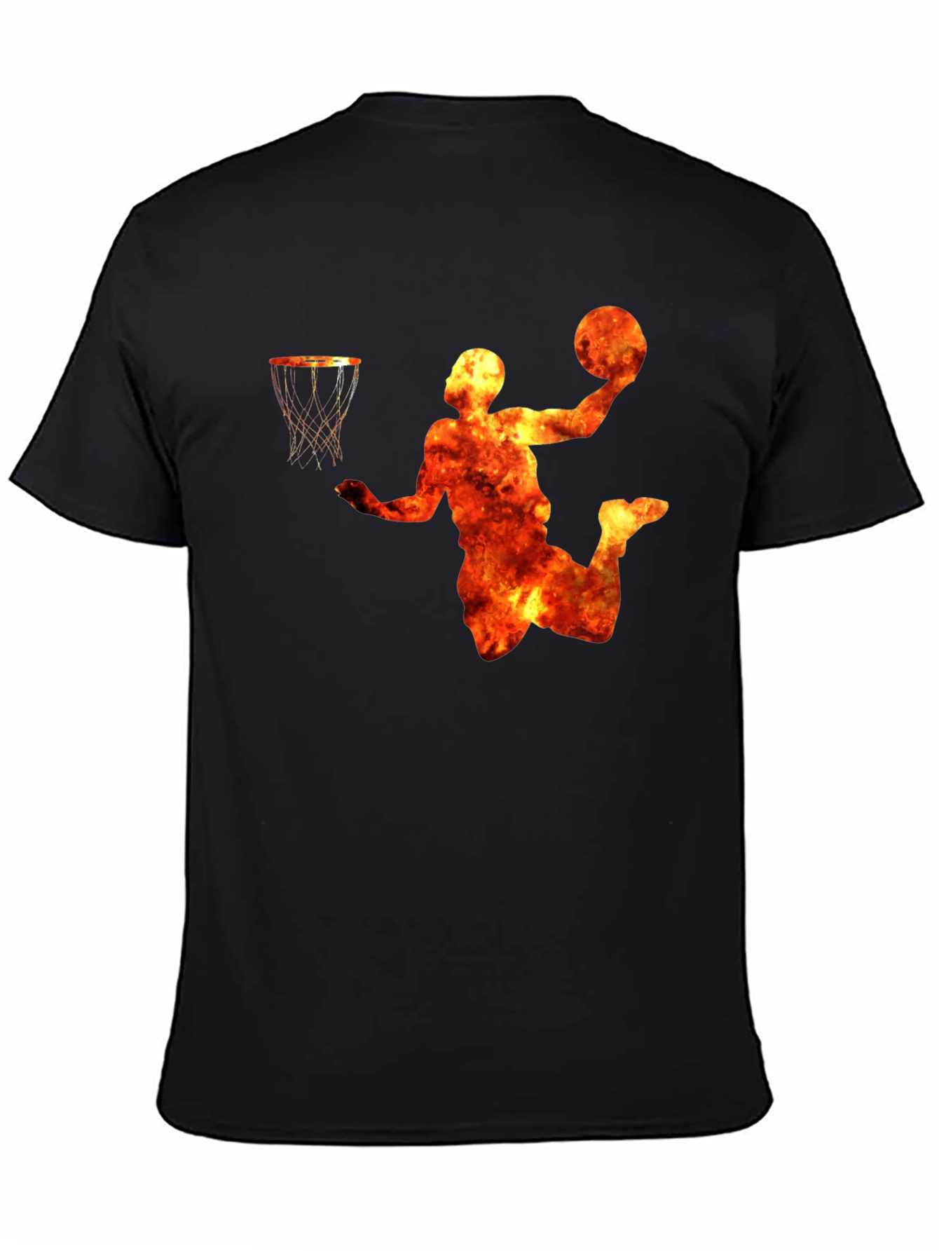 Flaming Basketball Player Graphic T-Shirt