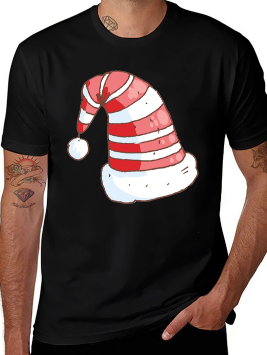 Festive Christmas Hat Graphic Tee - Holiday Spirit