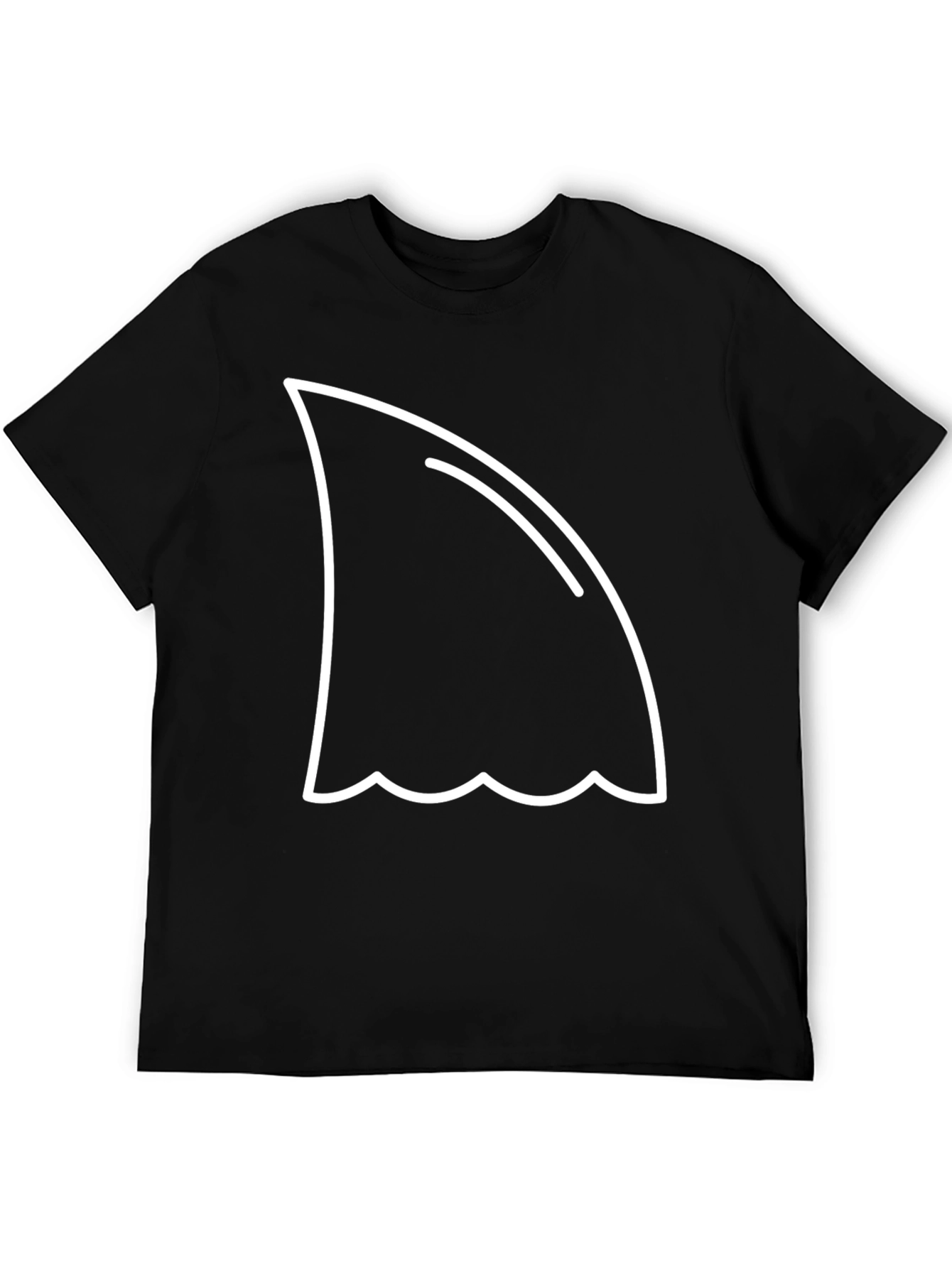 Shark Fin Graphic Tee - Black Cotton T-Shirt