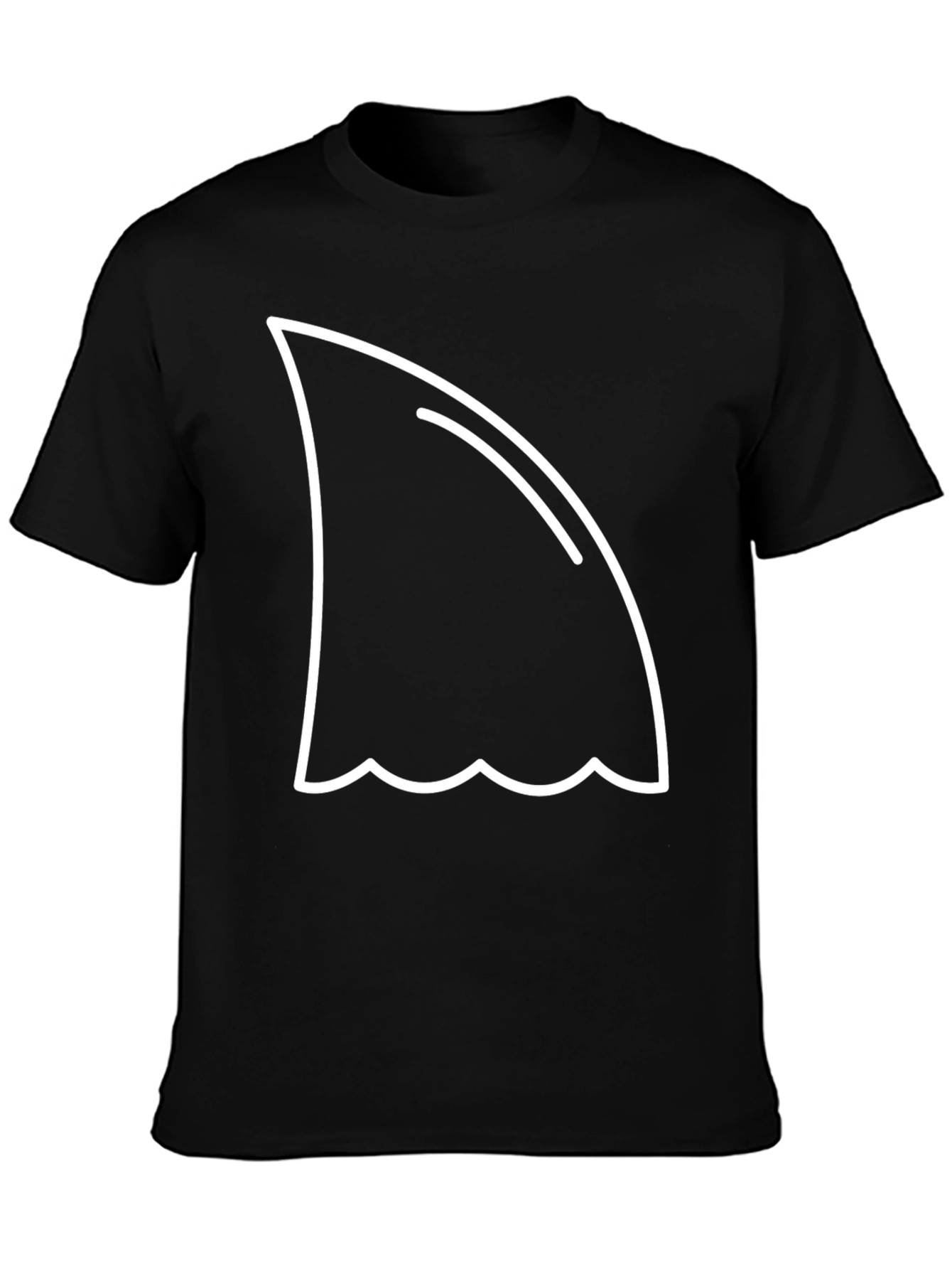 Shark Fin Graphic Tee - Black Cotton T-Shirt