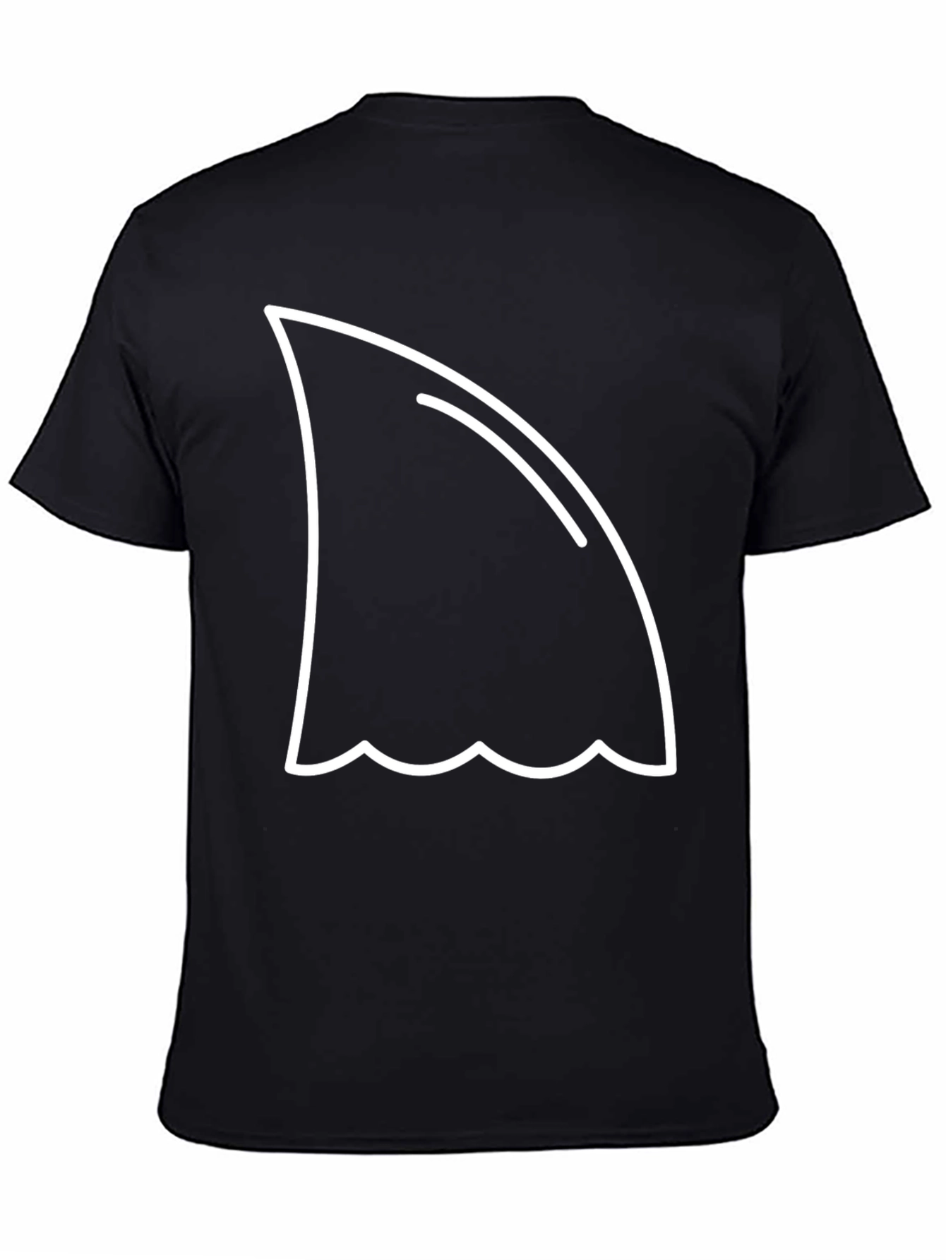 Shark Fin Graphic Tee - Black Cotton T-Shirt