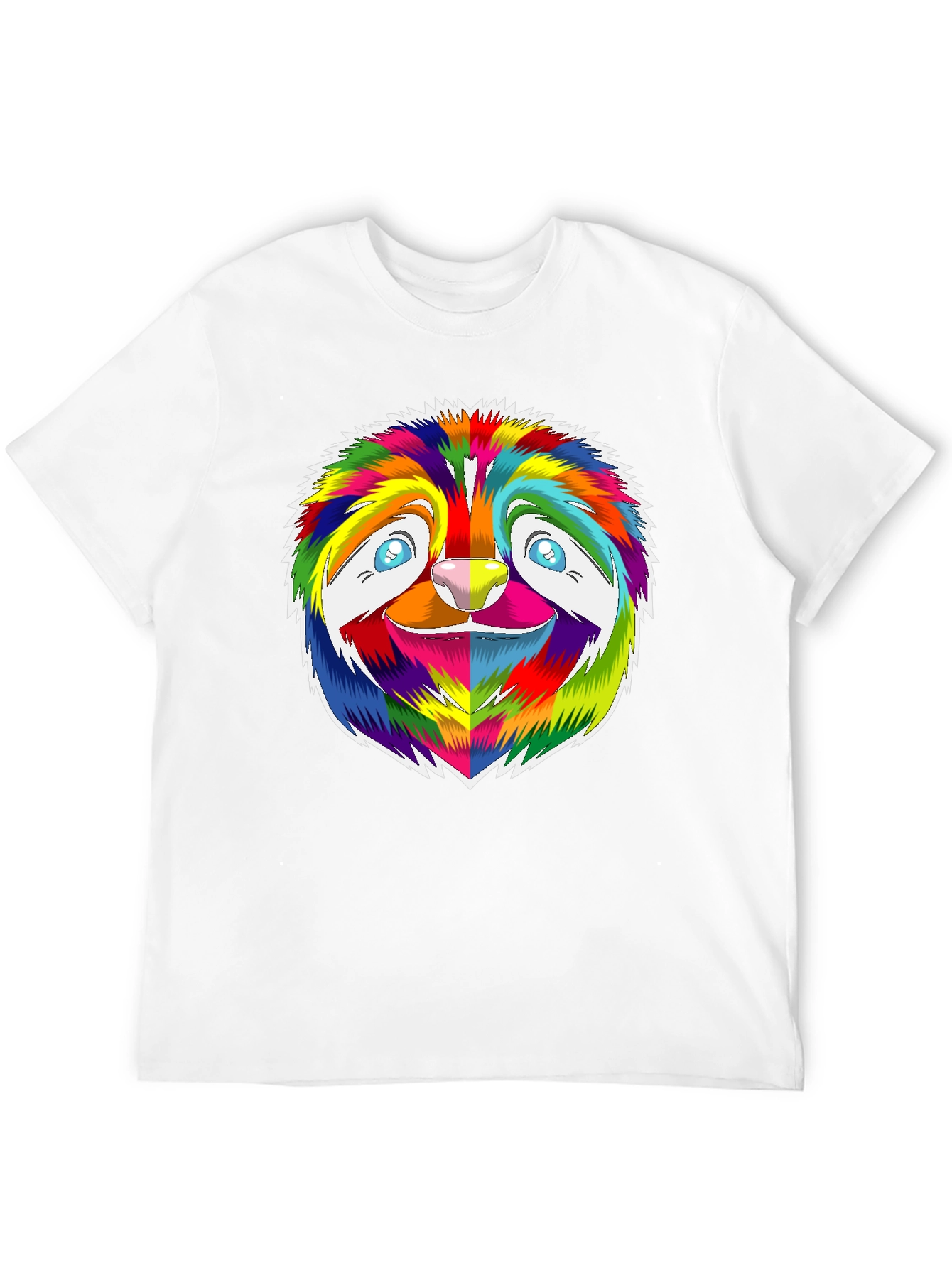 Rainbow Sloth Graphic Tee - Black Cotton T-Shirt