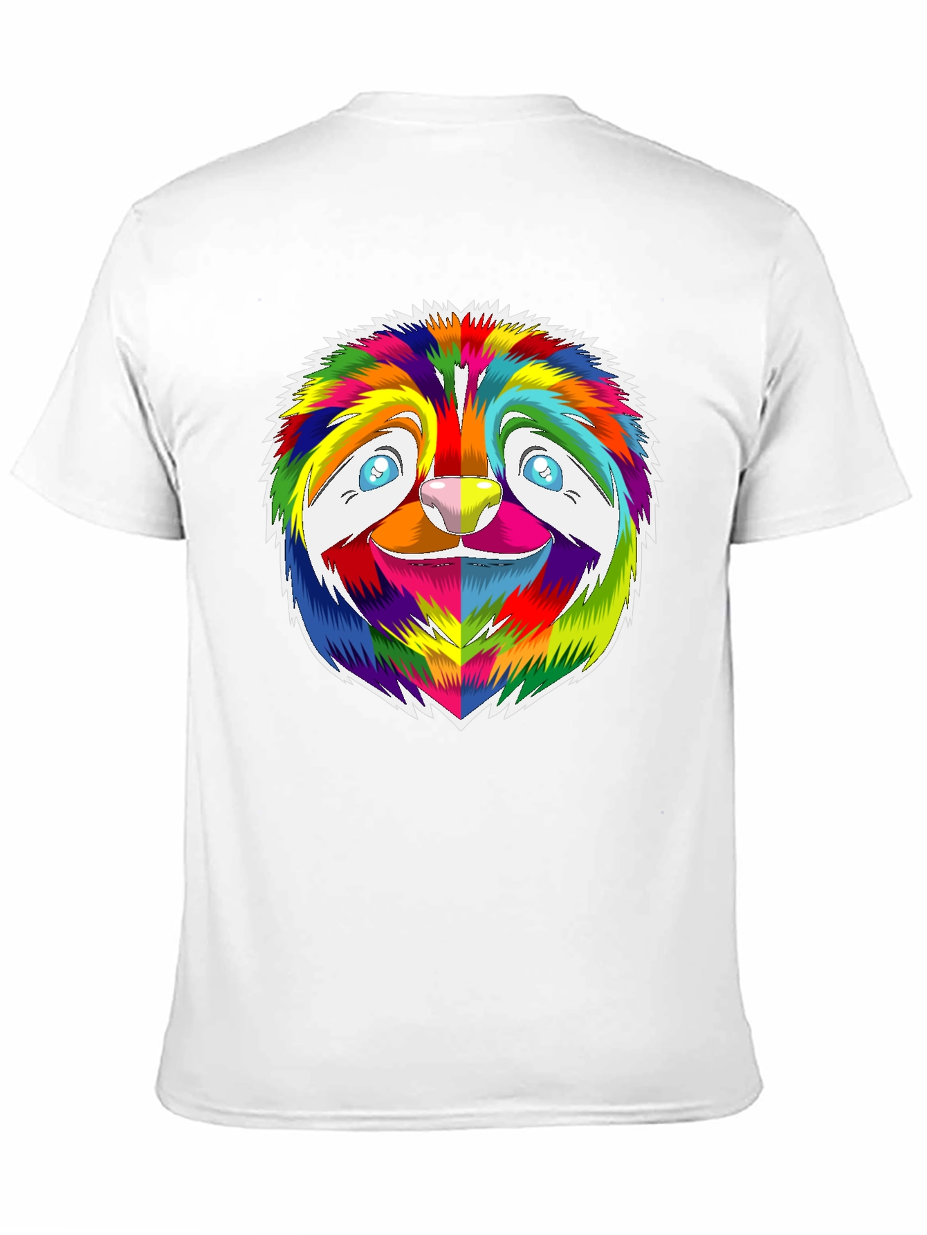 Rainbow Sloth Graphic Tee - Black Cotton T-Shirt