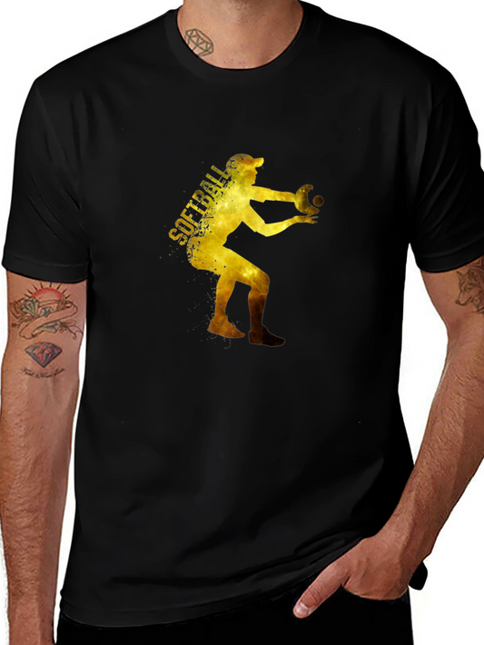 Softball Player Graphic T-Shirt - Black