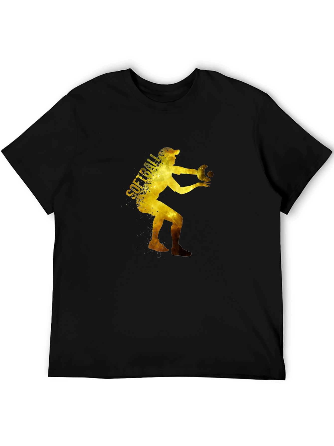 Softball Player Graphic T-Shirt - Black