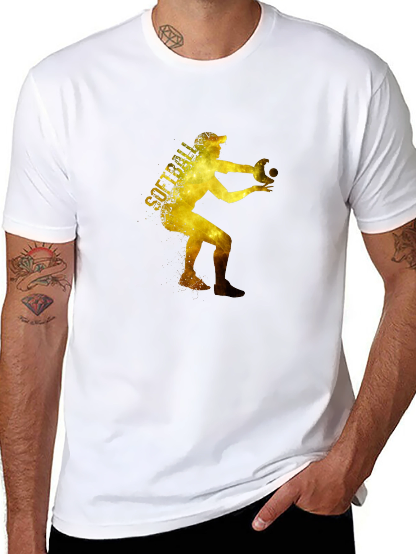 Softball Player Graphic T-Shirt - Black