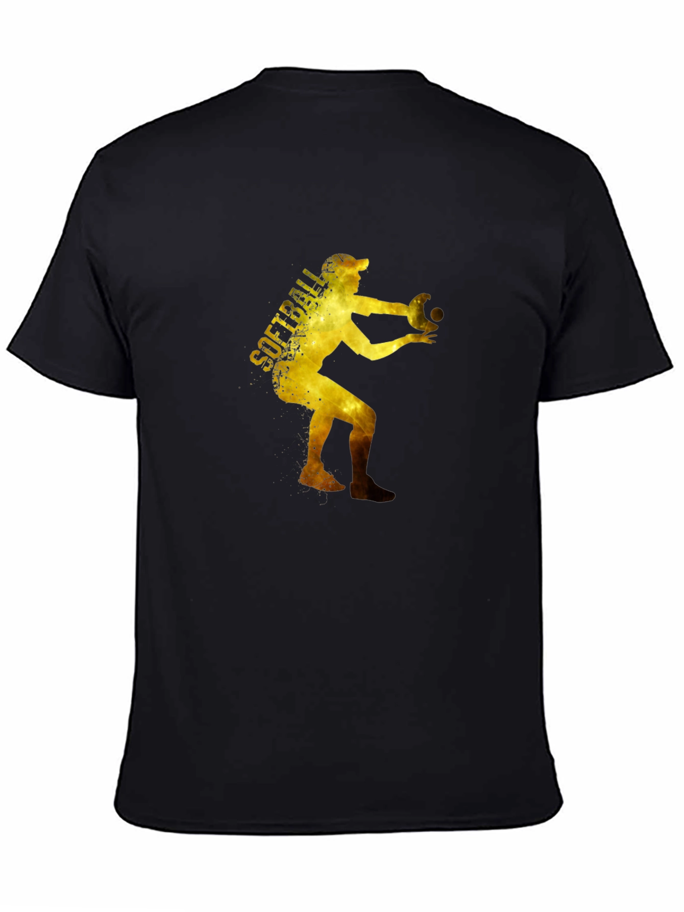 Softball Player Graphic T-Shirt - Black